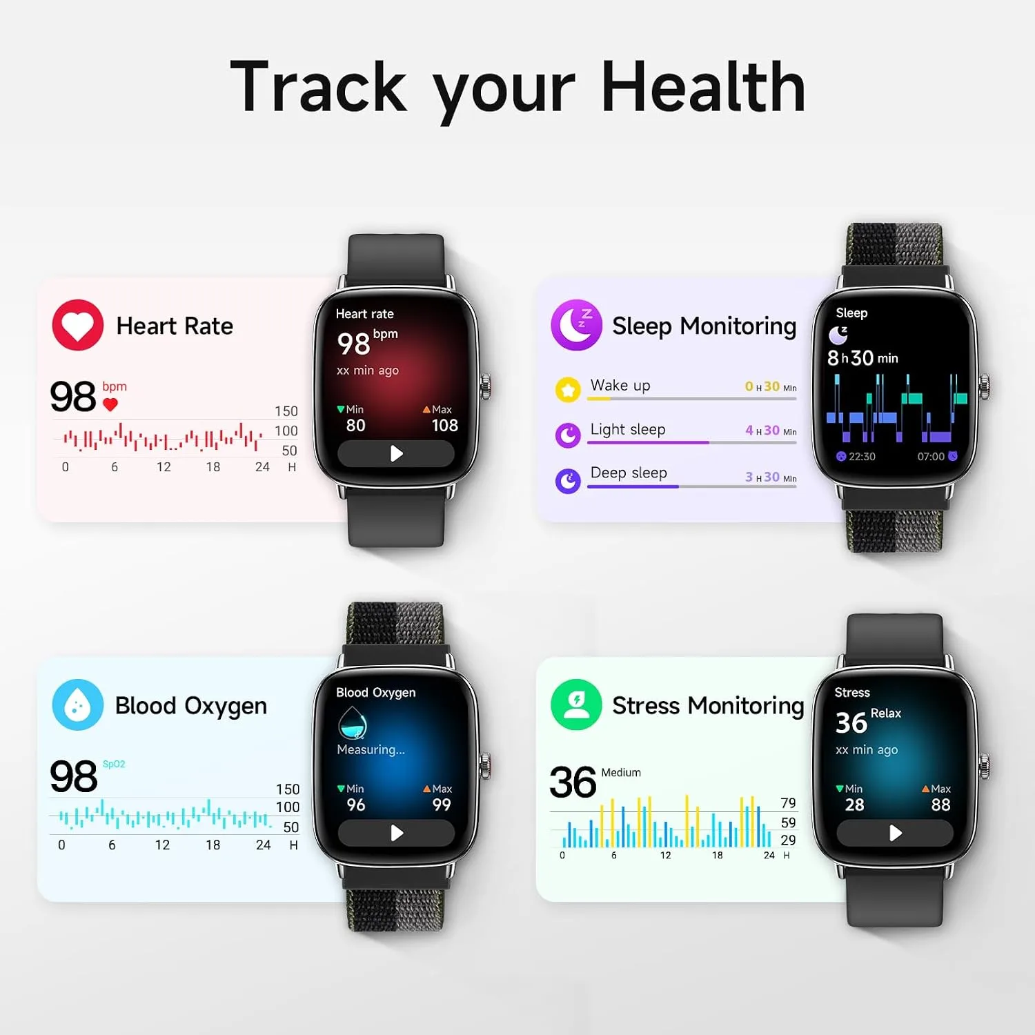 Smart Watch for Men Women, 1.85" HD Smartwatch (Answer/Make Calls), 2 Bands