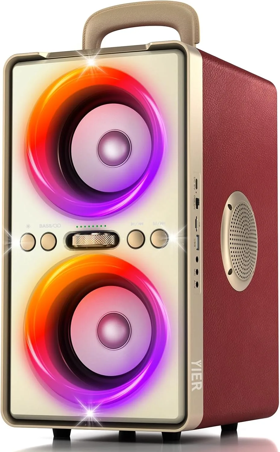 YIER Bluetooth Speaker, 240W Peak Loud Party Speakers with Deep Bass, Red
