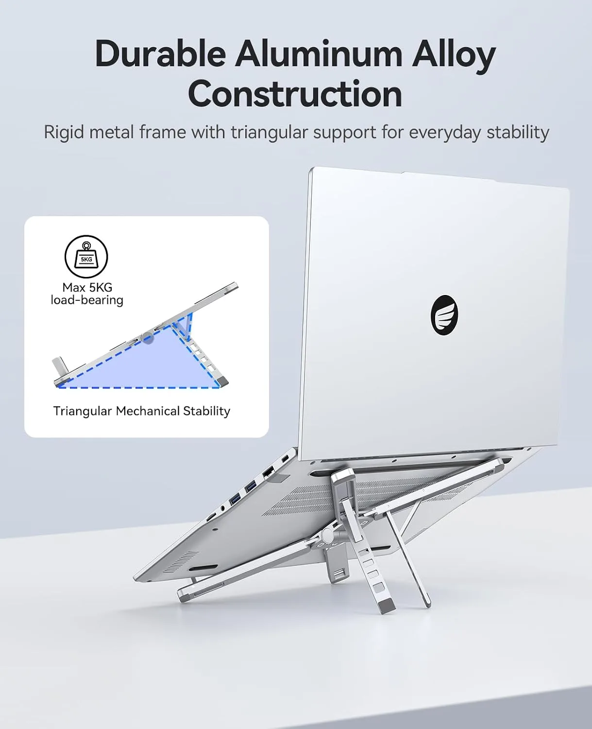 ORICO Portable Laptop Stand for Travel & Desk, Foldable 3-in-1 PN1, Silver