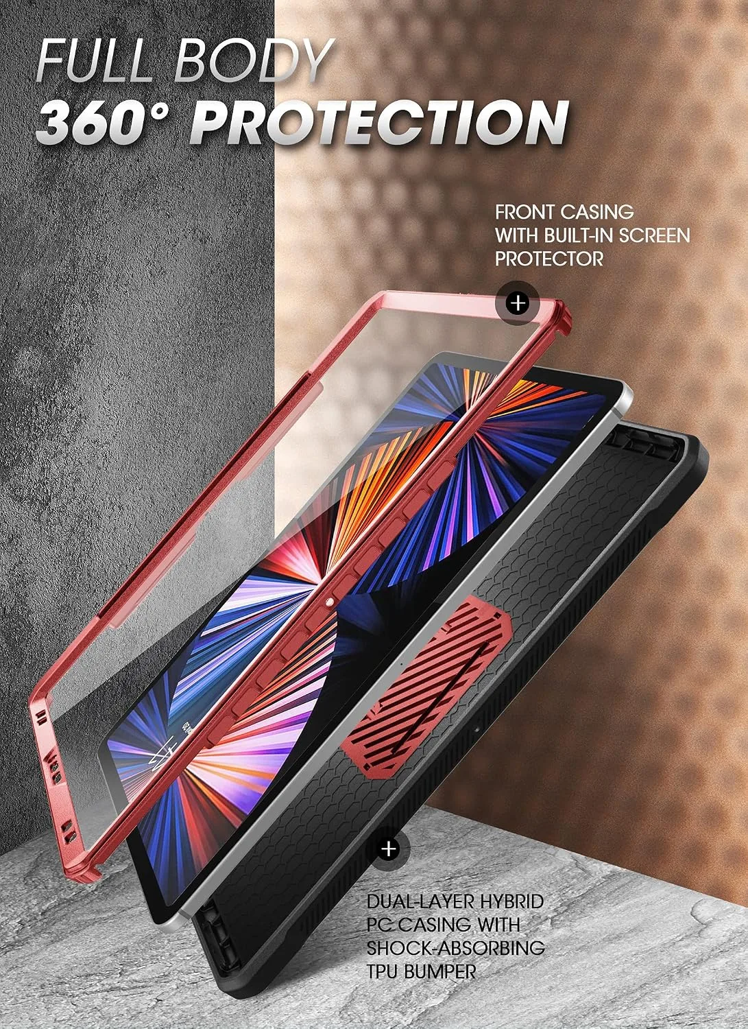 SUPCASE for iPad Pro 12.9 inch Case 2022/2021/2020 with Pencil Holder Ruddy