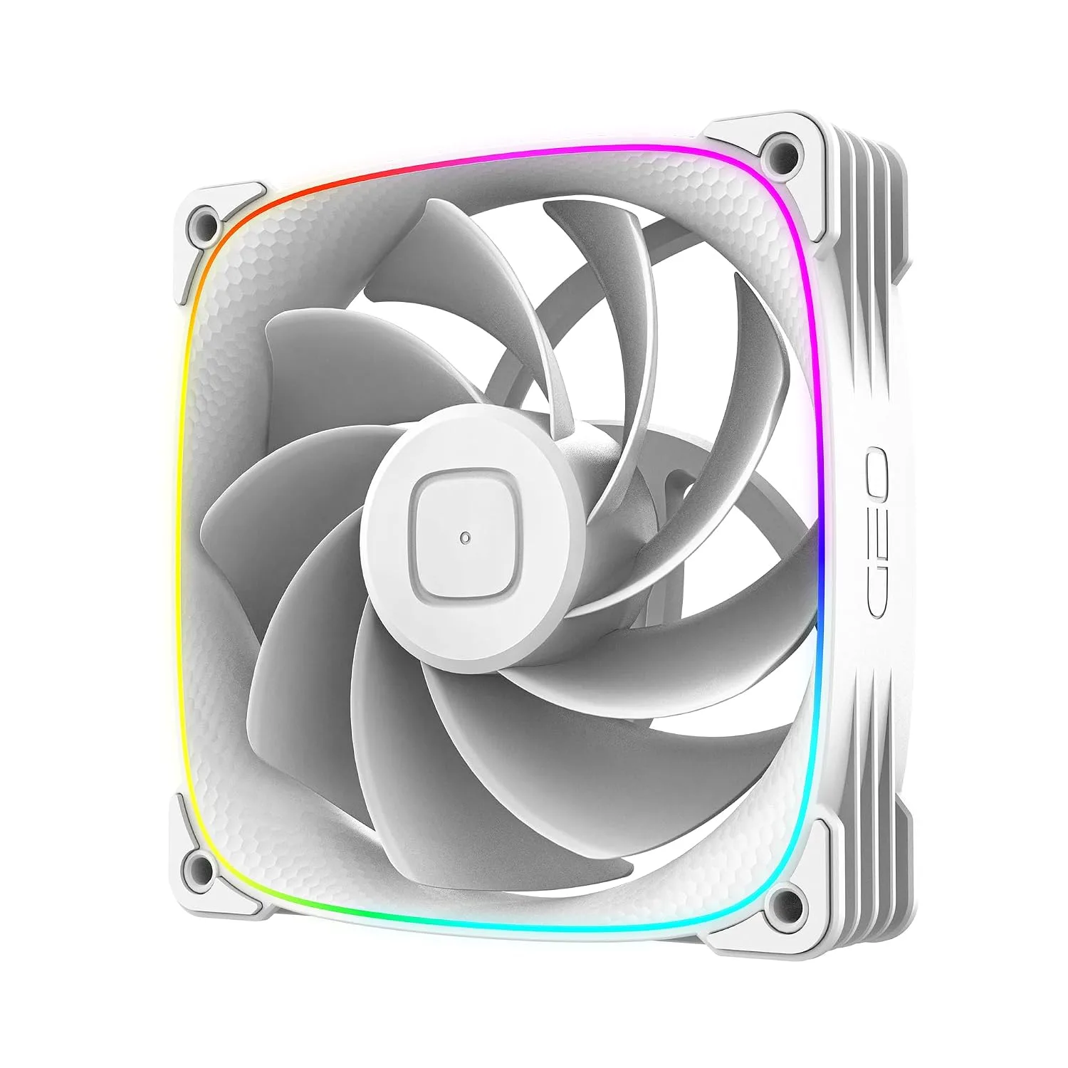 Geometric Future Squama 2503R Reverse Blade RGB PWM Fan - 140mm - 3 Pack – Performance & Silent Balance - Dual Lighting Loop - 5V 3pin addressable RGB - 4pin PWM - White(GEO-S2503RW-14T)