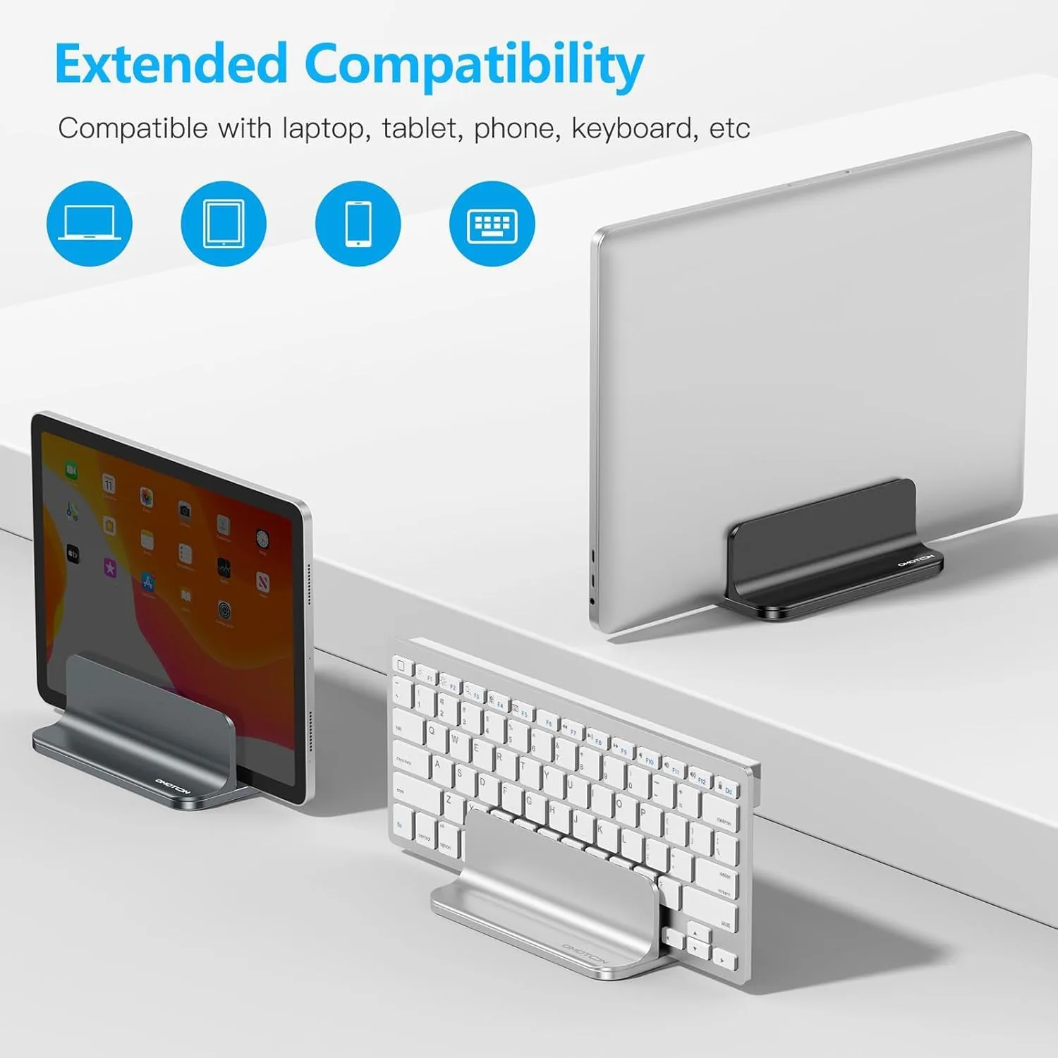 OMOTON Vertical Laptop Stand Holder, Adjustable Dock for MacBook, Black