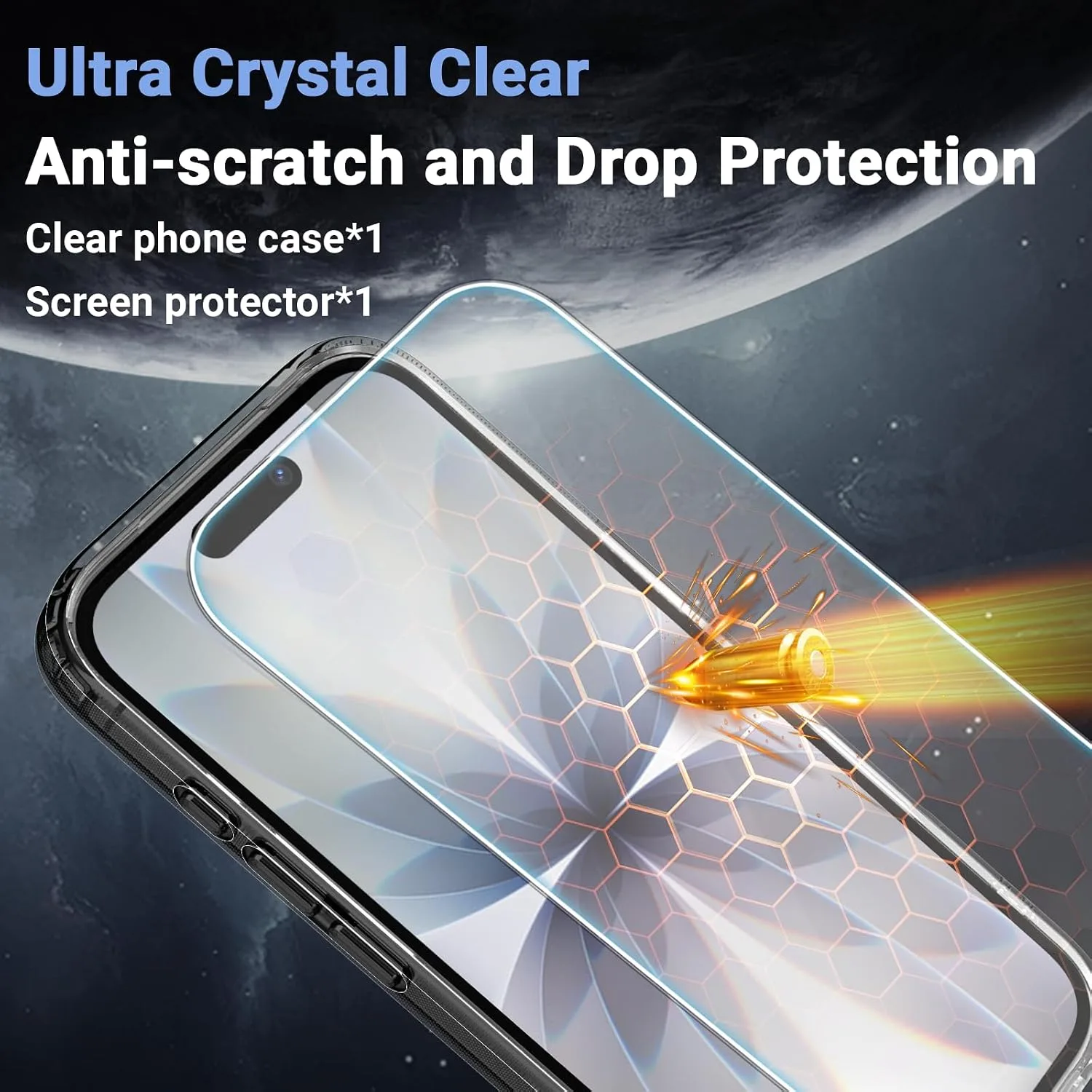 Temdan for iPhone 17 Case with Screen Protector Clear Black