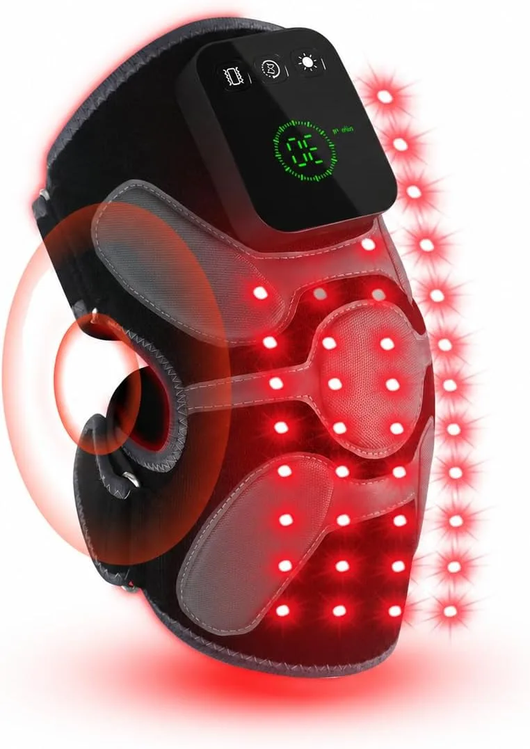 Almohadilla Terapéutica Ricial para Rodilla con Luz Roja 660nm y 850nm, Vibración y Calor, Batería 5000mAh