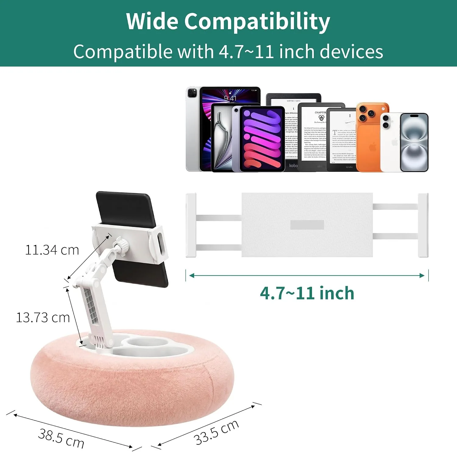 HomeMount Stable Tablet & Kindle Pillow Stand with Snack Tray, Pink