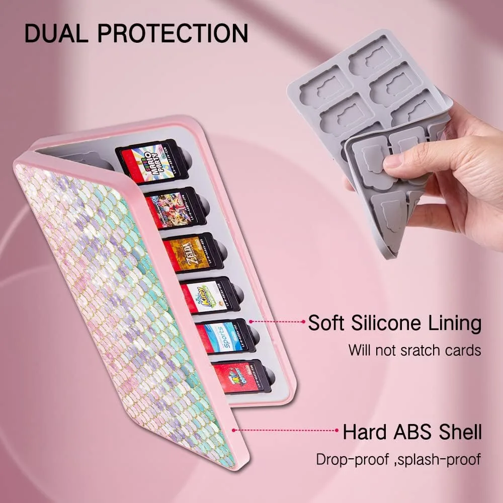 PERFECTSIGHT Switch Game Case Compatible with Nintendo OLED & Lite 24 Game Holder，Cute Switch Game Card Case Cartridge with 24 Slots Storage (Colorful Scale)