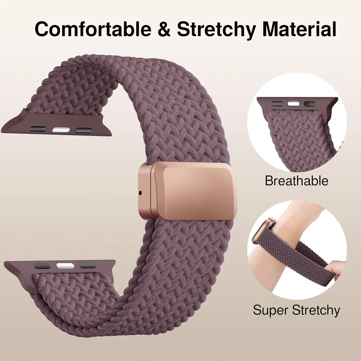 Braided Stretchy Magnetic Sport Band for Apple Watch Bands for Women Men