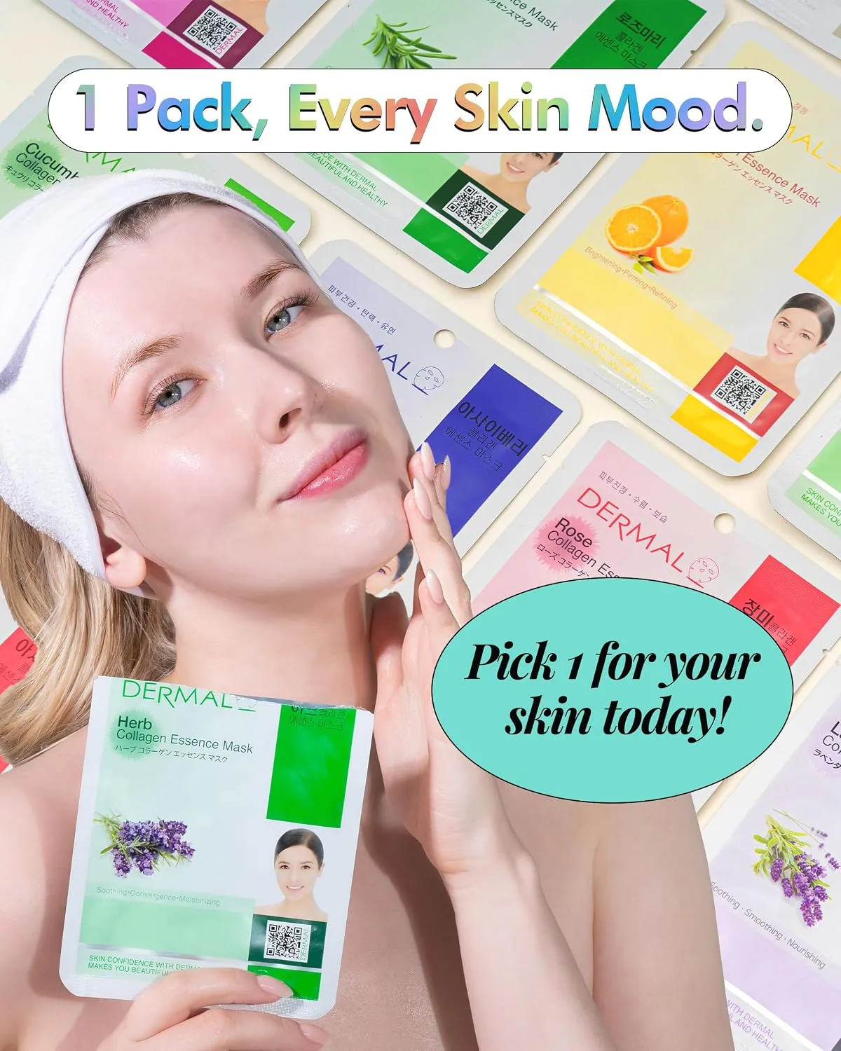 DERMAL 32 Combo Pack Made in Korea Facial Mask – 20+ Years of K-Beauty Experience, Premium Quality Korean Sheet Masks for Daily Skincare Routine