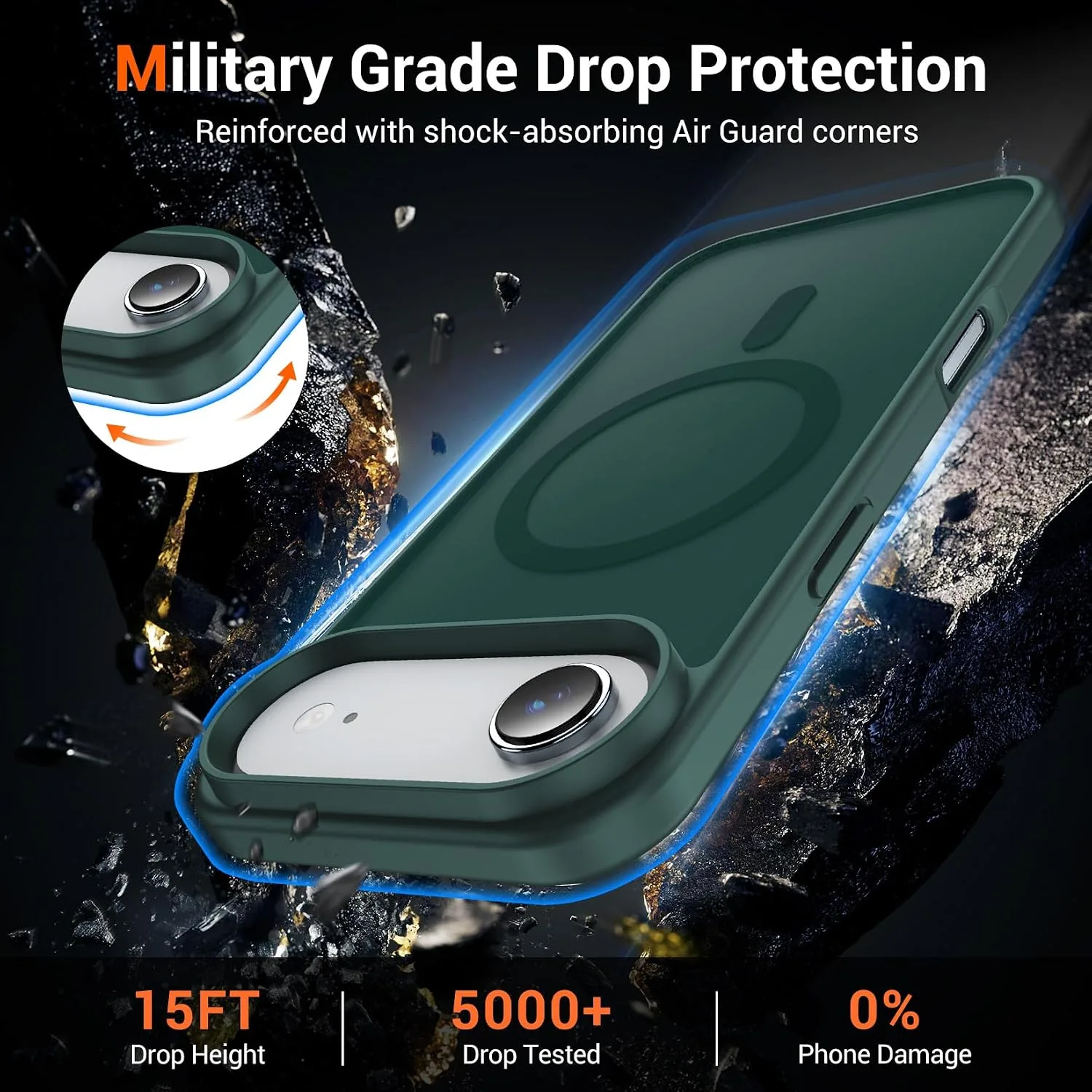 Temdan for iPhone AIR Case with Screen Protector Forest Green