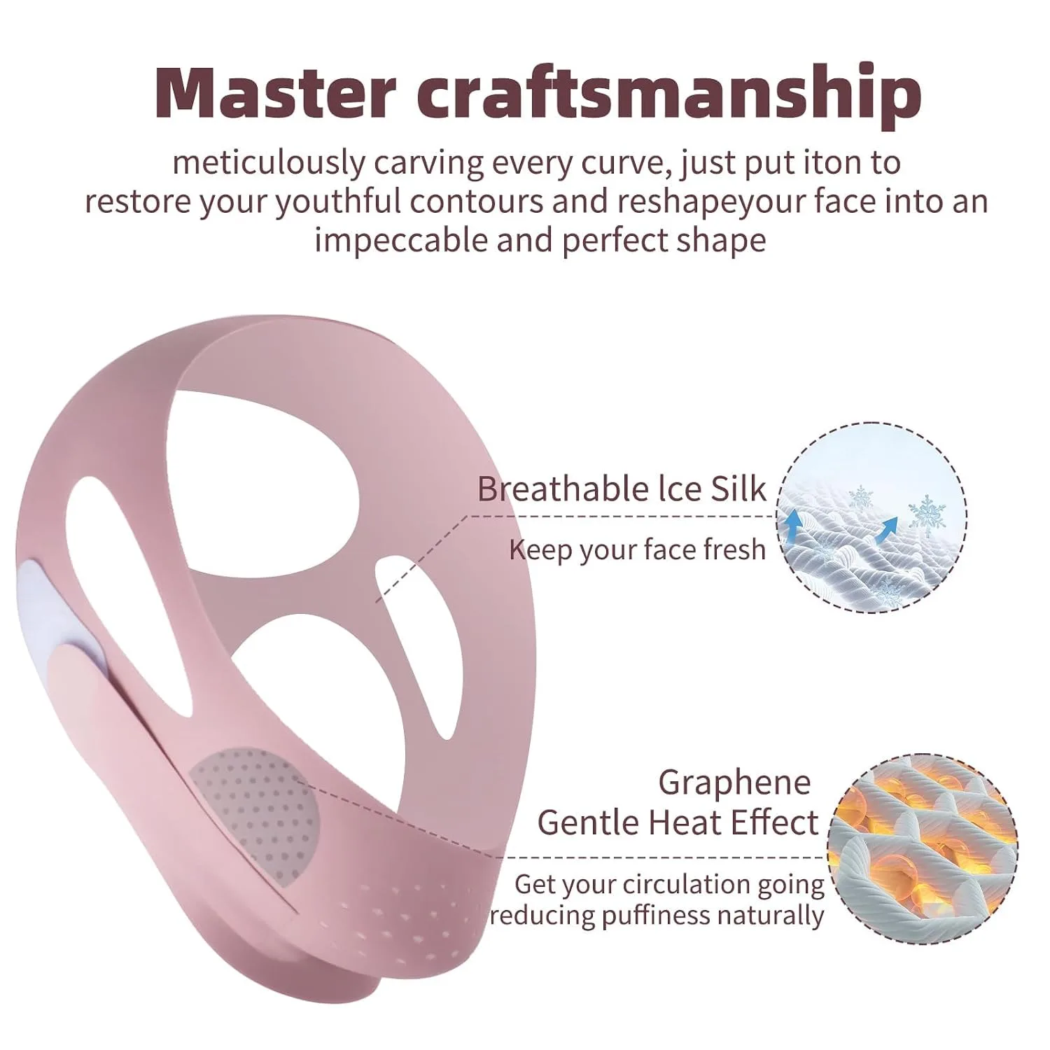 Graphene V-Line Neck Lifting Mask Jaw Support Sleeping Face Tape for Women Breathable Elastic Chin Contour Band Lightweight Soft Stretch Overnight Ergonomic Wearable Contouring Accessory