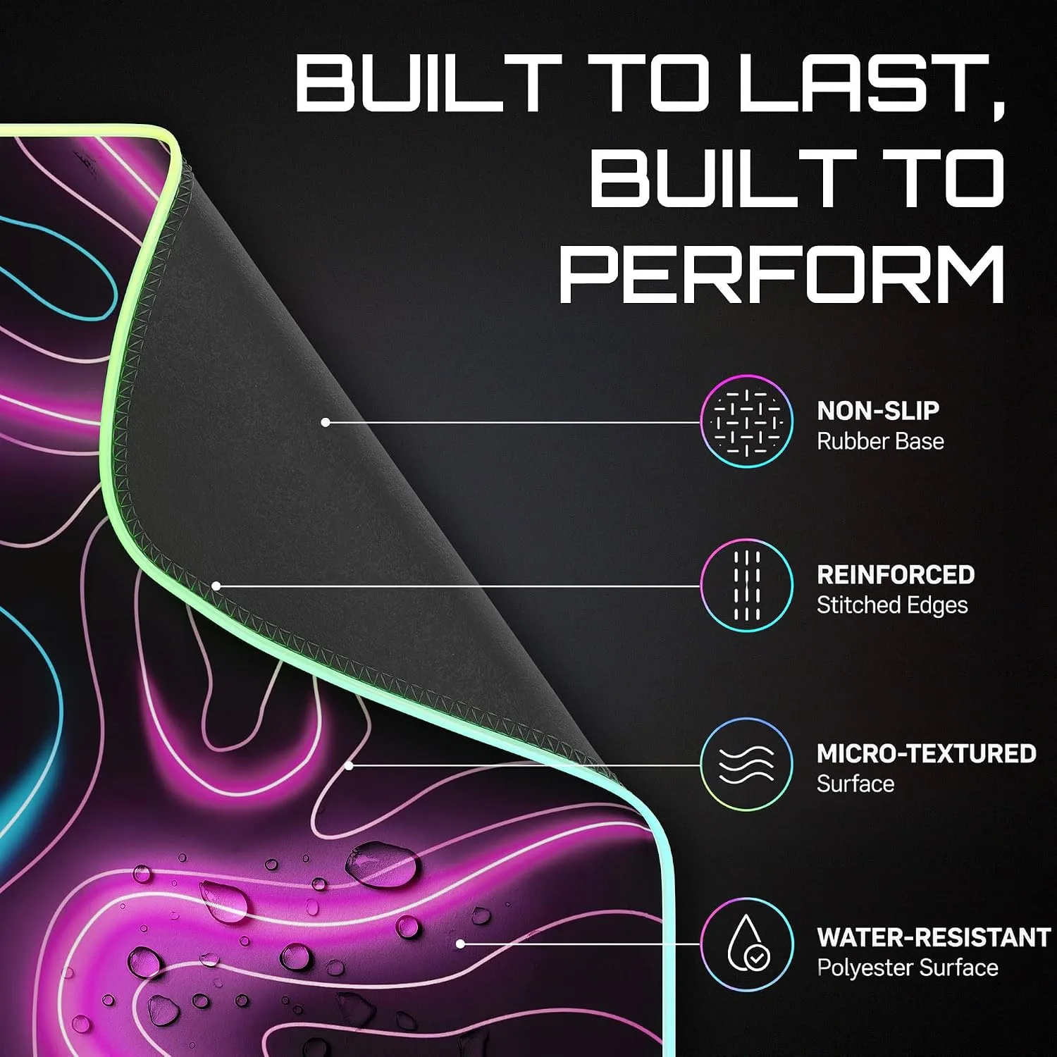 Gerlos RGB Gaming Mouse Pad, Large LED Mouse Pad for Gamer, 31.5" x 11.8"