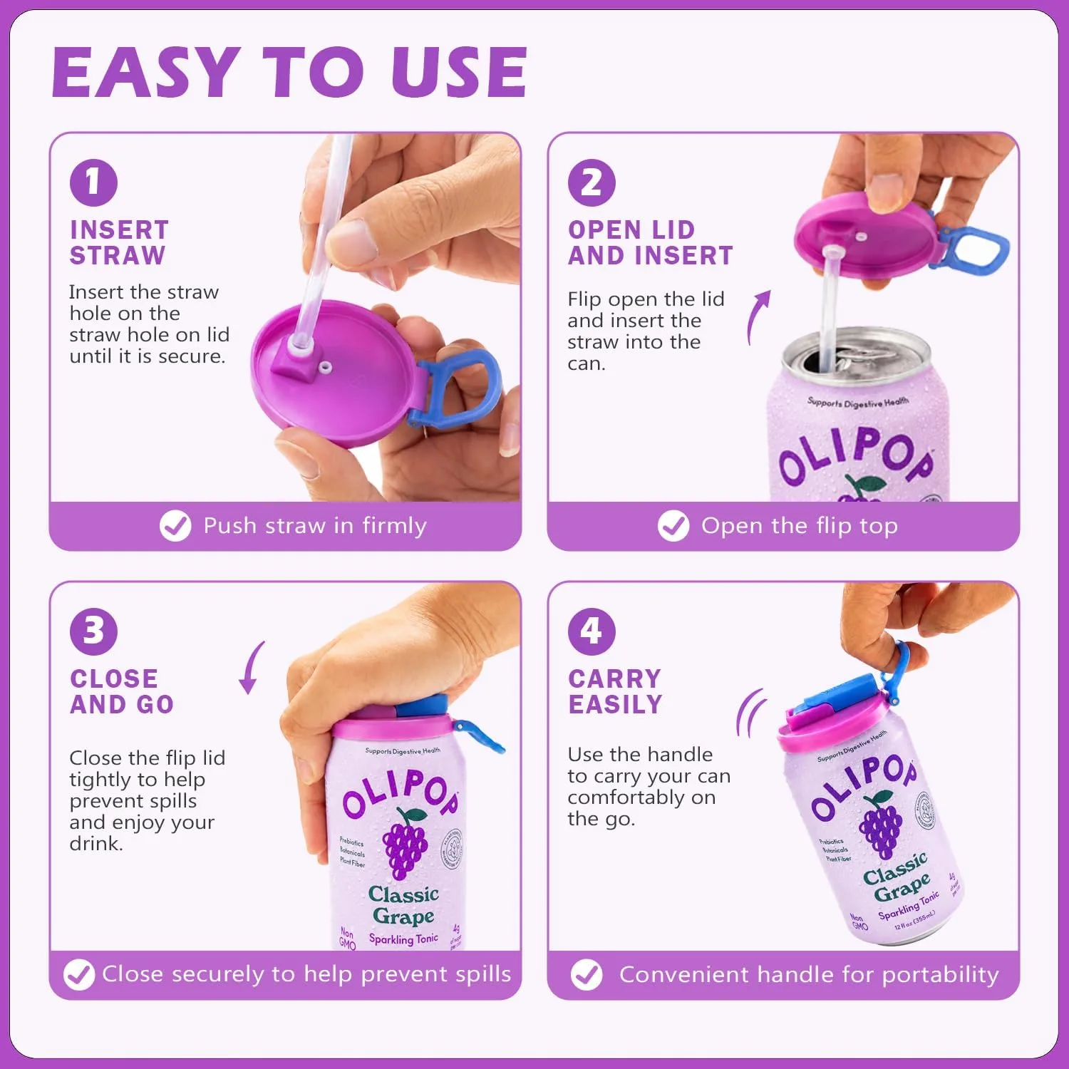 ORIGINAL CREATOR - DIPESI 6 pack 6 color Soda Can Lids with Straws, Reusable Silicone Straws Soda ​Can Covers, BPA-Free,Airtight Seal, Easy to Use, Prevents Spills, Fits Standard Cans.