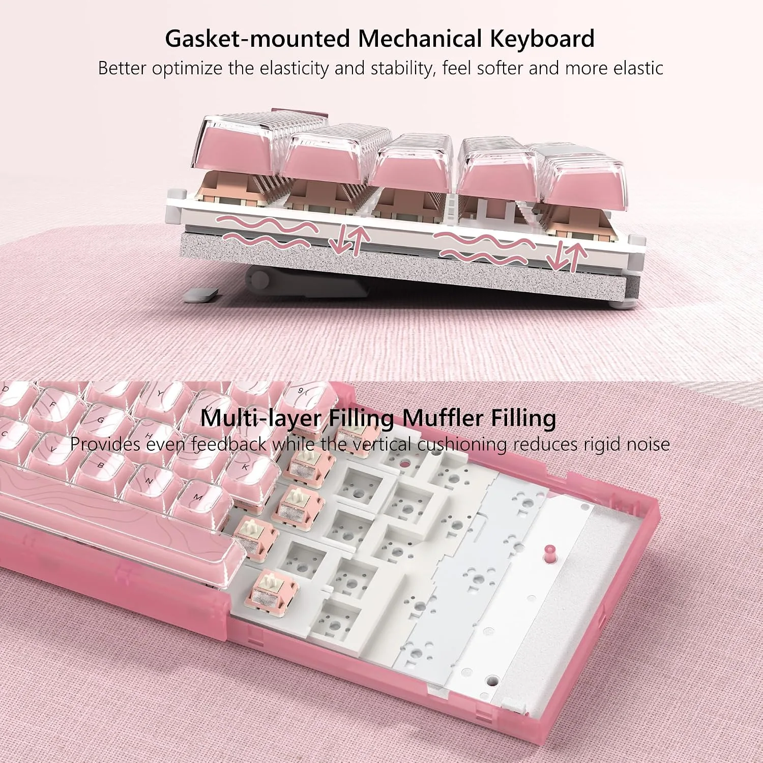 Womier 60% Percent Keyboard Pink Mechanical QMK/VIA Gaming Keyboard