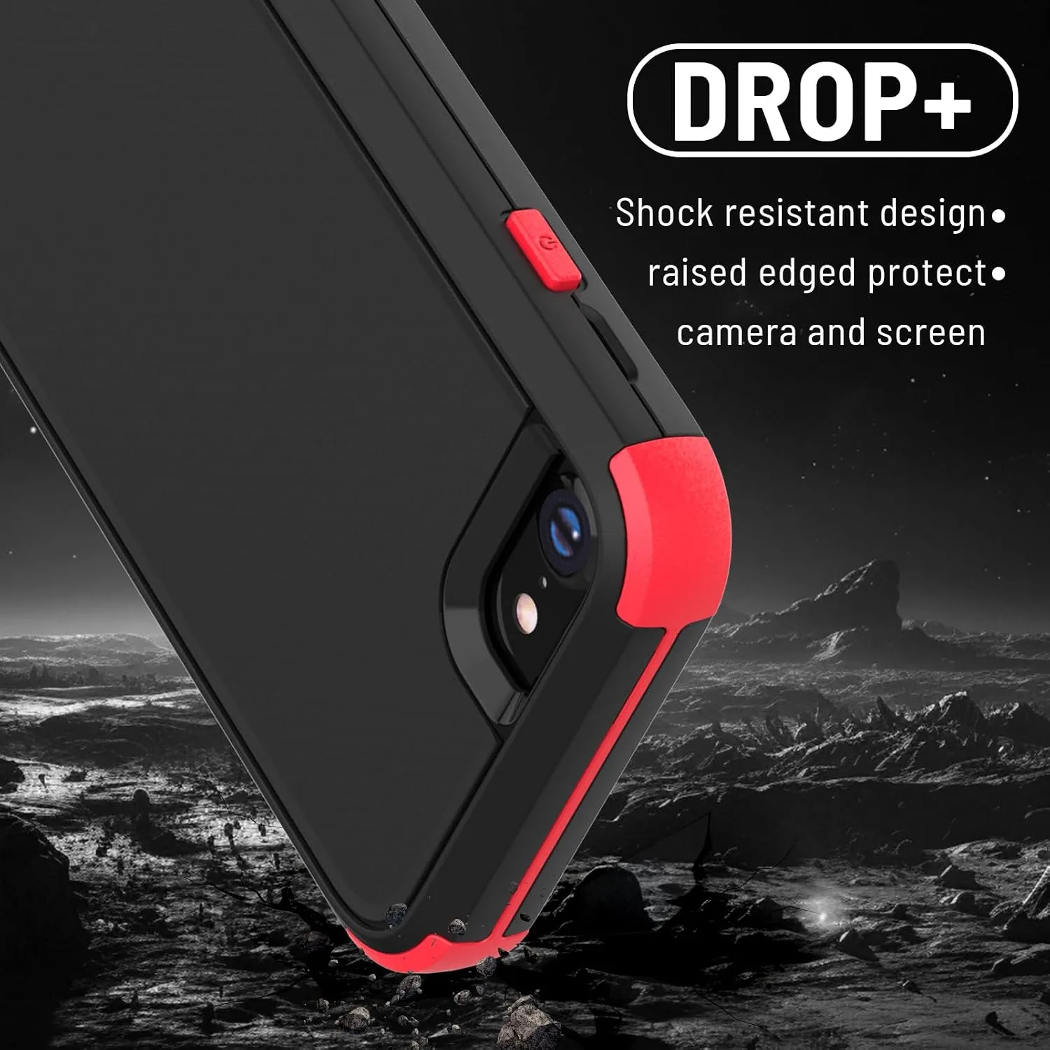 X-belmox Heavy Duty Phone Case for iPhone SE 2022 (3rd Gen), Black/Red