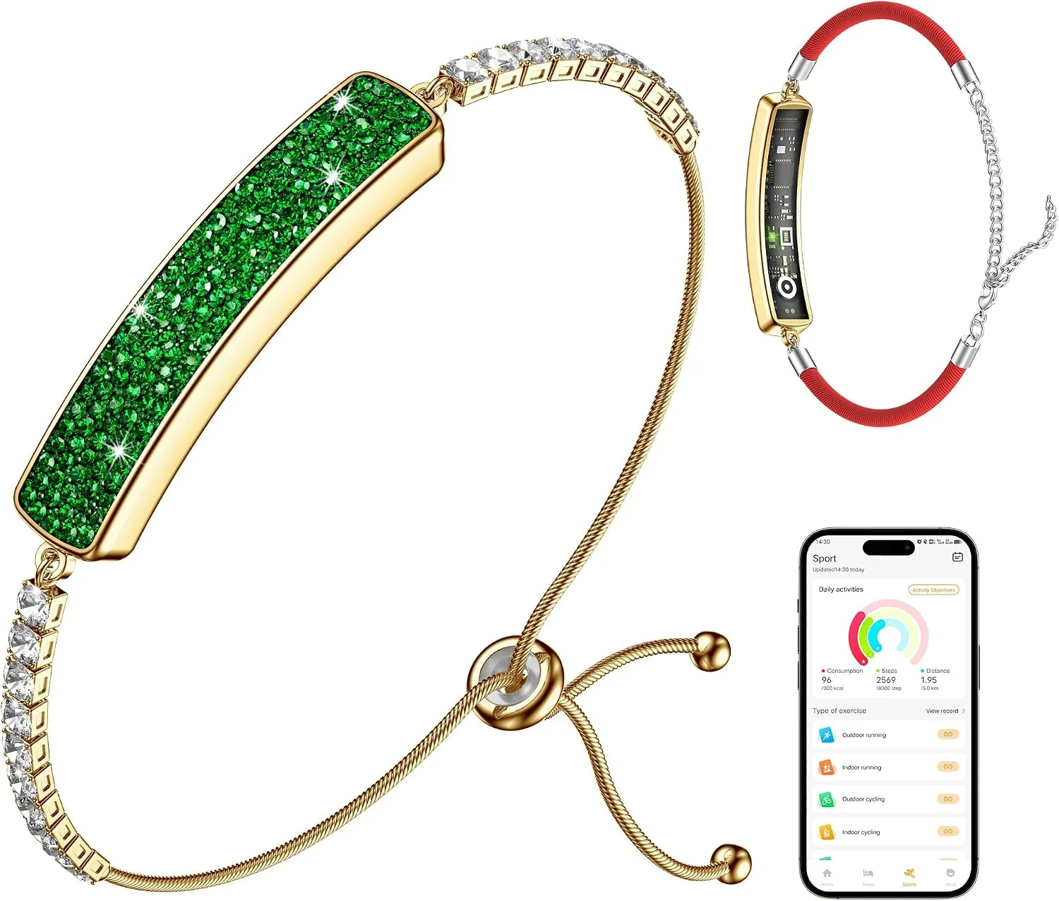 Smart Bracelet for Women - Fitness Tracker with Heart Rate, Sleep & Step Tracking, 1ATM Water Resistant, Multi-Sport Modes, Fitness Tracking Wearable with Free App, 2 Bands (Royal Green)