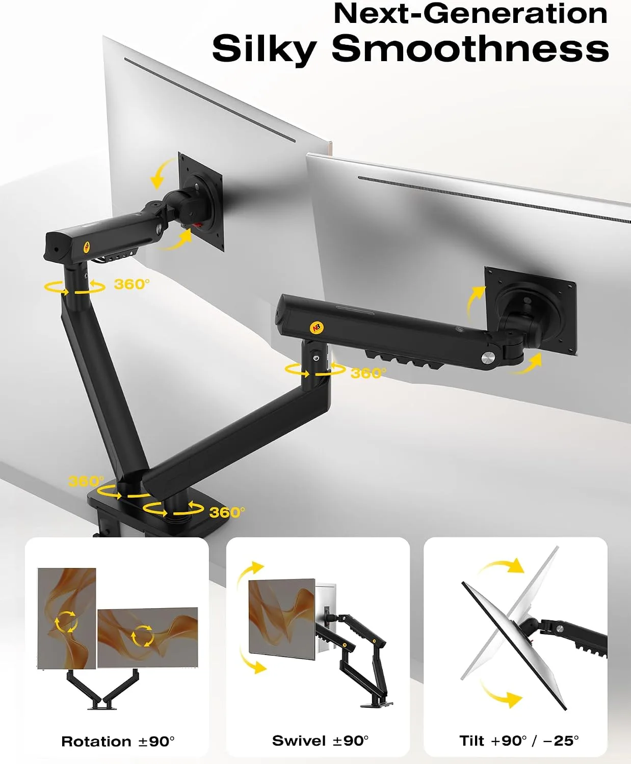 NB SmooVex™ Computer Monitor Arm, Monitor Stand fits up to 32 Inch, Mechanical Spring Monitor Arm, VESA 75/100 mm, Model-A5C