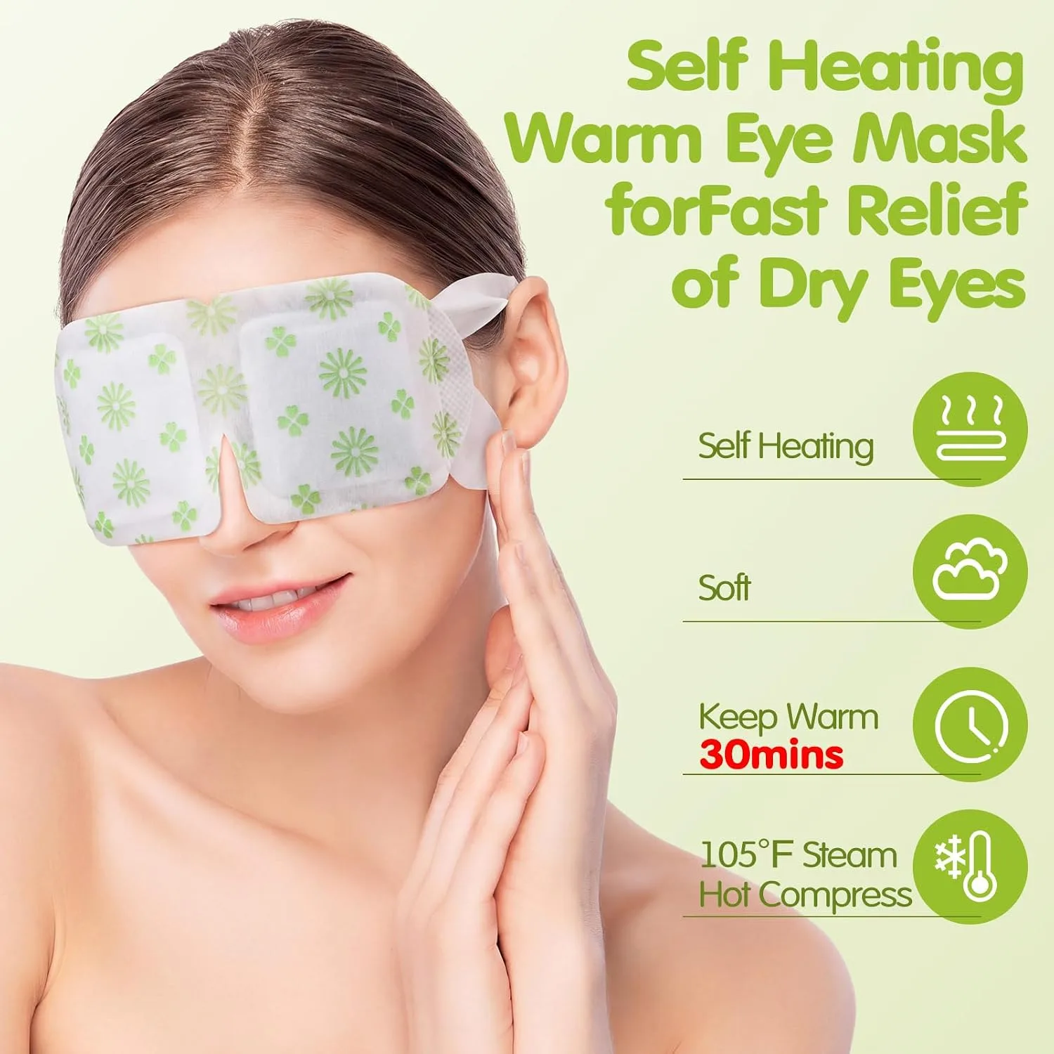 60 Pcs Self Heating Steam Eye Masks Disposable Heated Mask Bulk Individually Wrapped Warm Compress for Dry Eyes, Sleep, Travel, Spa and Relaxation (Mixed)