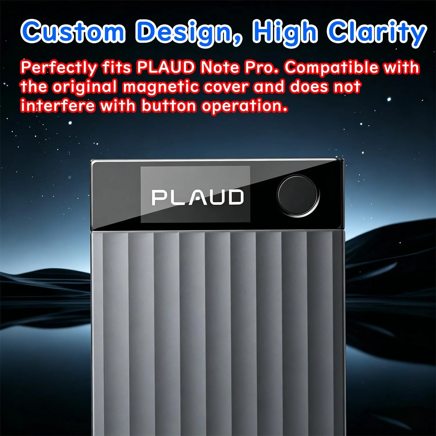 PLAUD Note Pro Screen Protector (2Pcs) + Carrying Accessory Set, 9H Tempered Glass with Black Frame for Curved Screen, Anti-Drop Neck Lanyard Hand Strap Clip