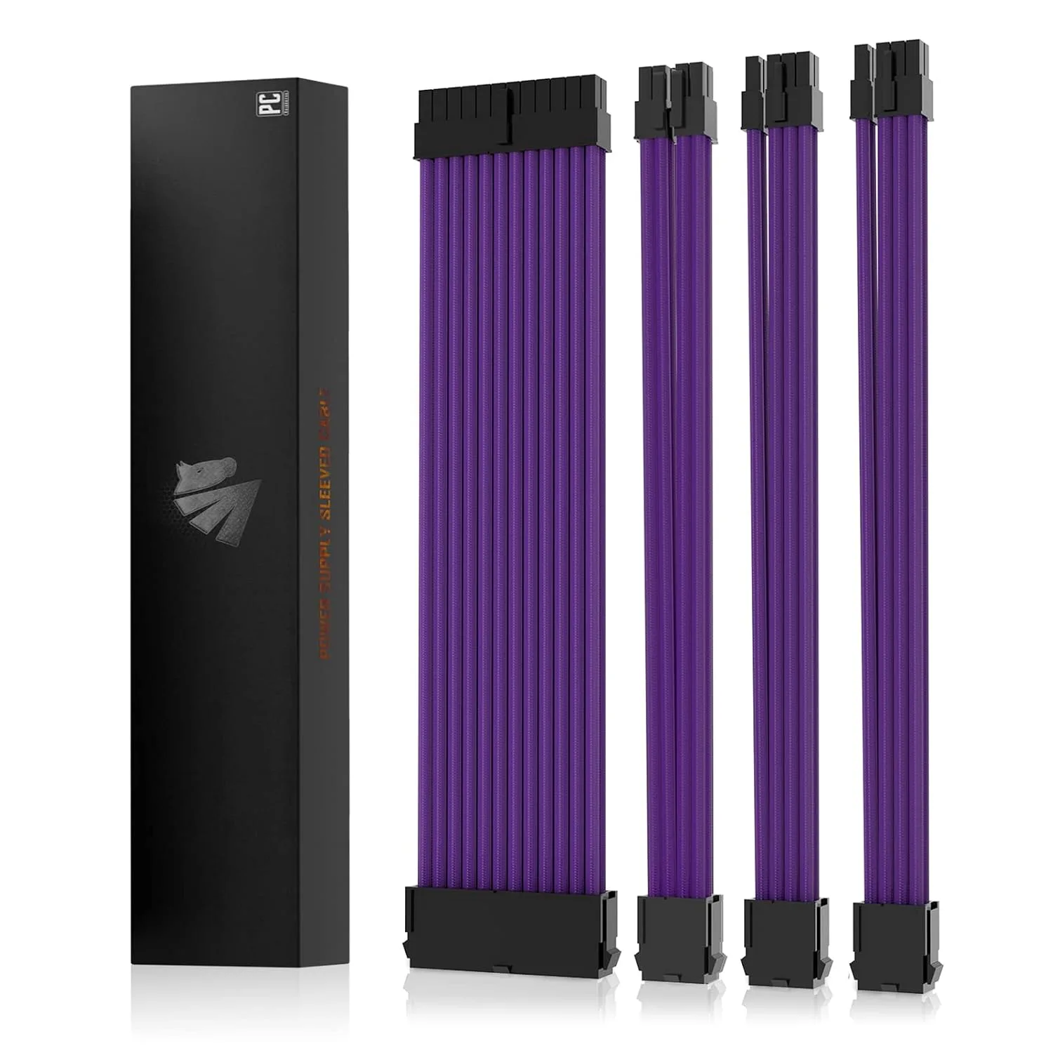 AsiaHorse 18AWG PSU Cable Extension Sleeved Custom Mod GPU PC Audio Video Power Supply Soft Braided Cables with Two Color Comb Kit 24P/8P to 6+2P/ 8P to 4+4P 30CM