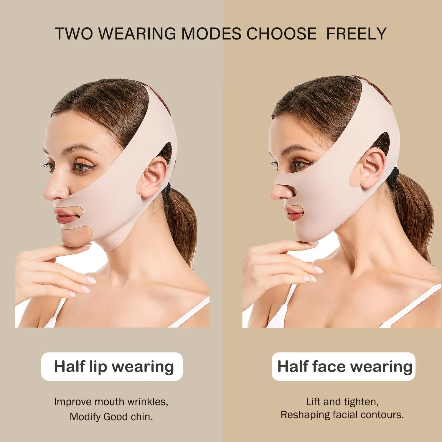 MASIKA Chin Strap for Sleeping，V-Line Mask,，V-Line Lifting Chinstrap，Jaw Exerciser, Reusable Face Strap.Jaw Strap,Jawline Shaper,Double chin strap，Chin lifting strap，Face lifting strap，Pink,M