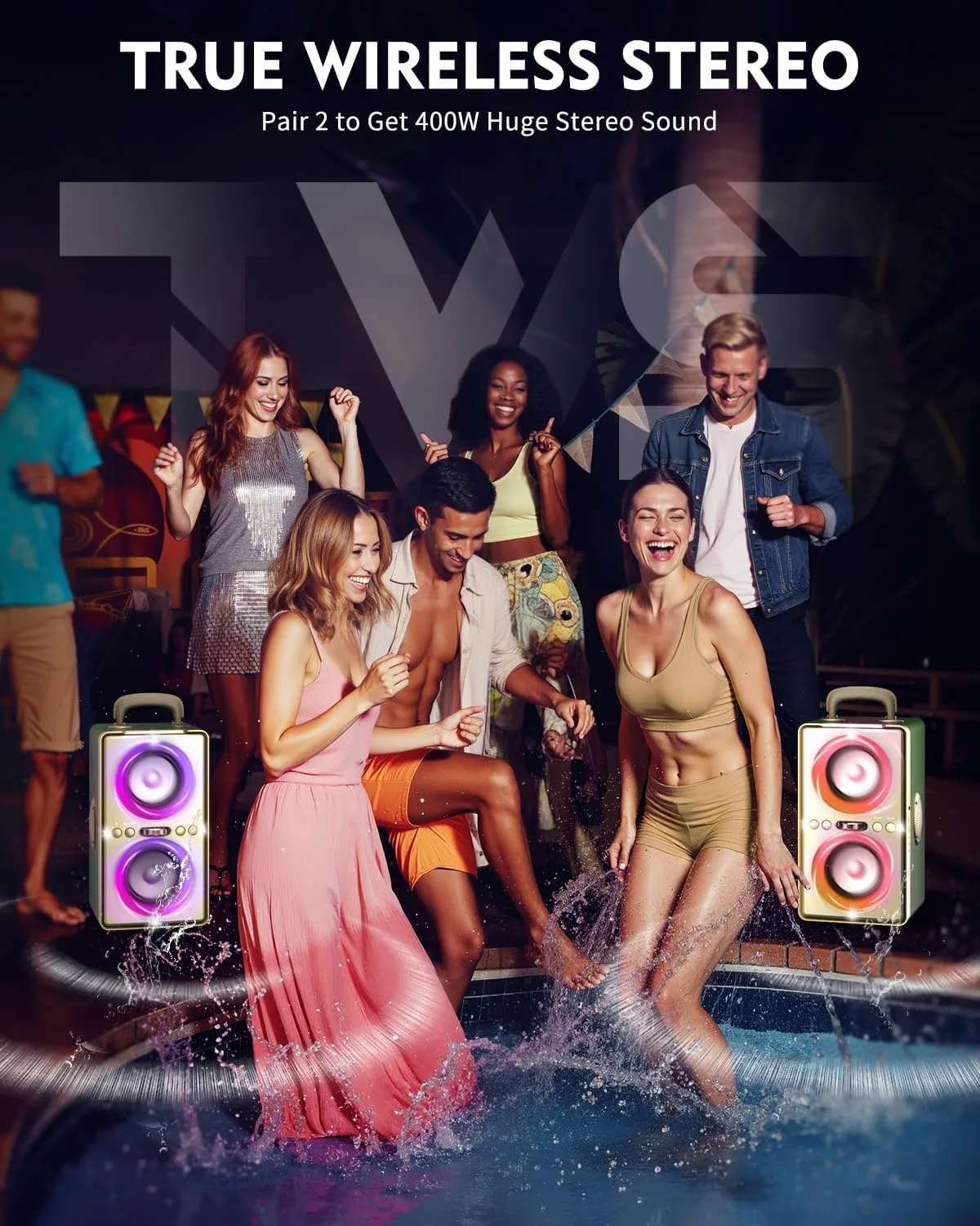 YIER Bluetooth Speaker, 240W Peak Loud Party Speaker with Deep Bass, Green