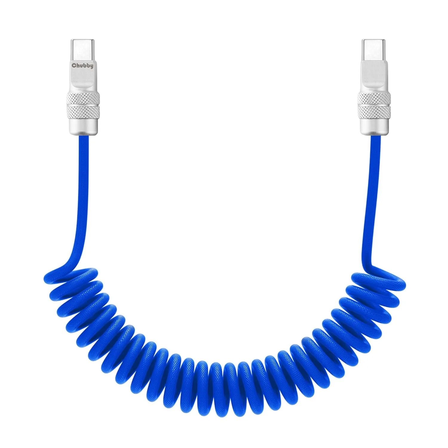 chubbycable USB C to C 240W Braided Coiled Charging Cable, Dark Blue, 6FT