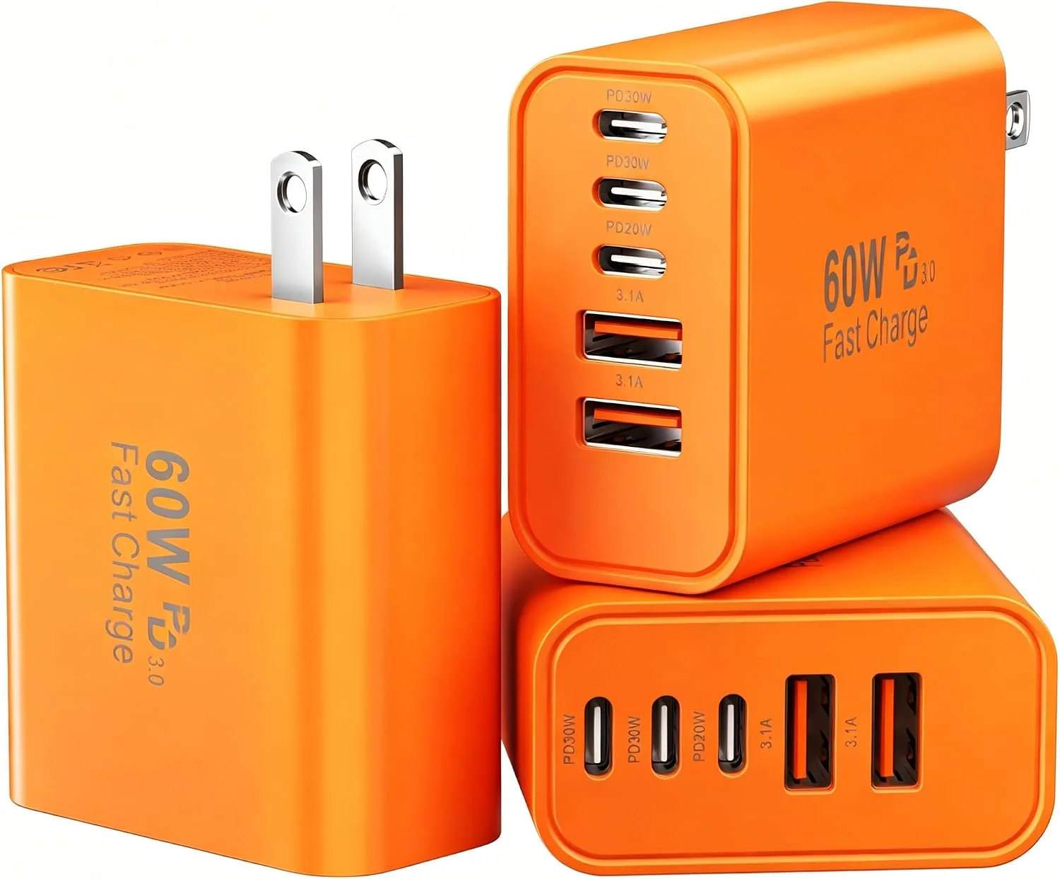 USB C Fast Charger Blocks, 60W iPhone USB Type C Wall Charging Power Blocks