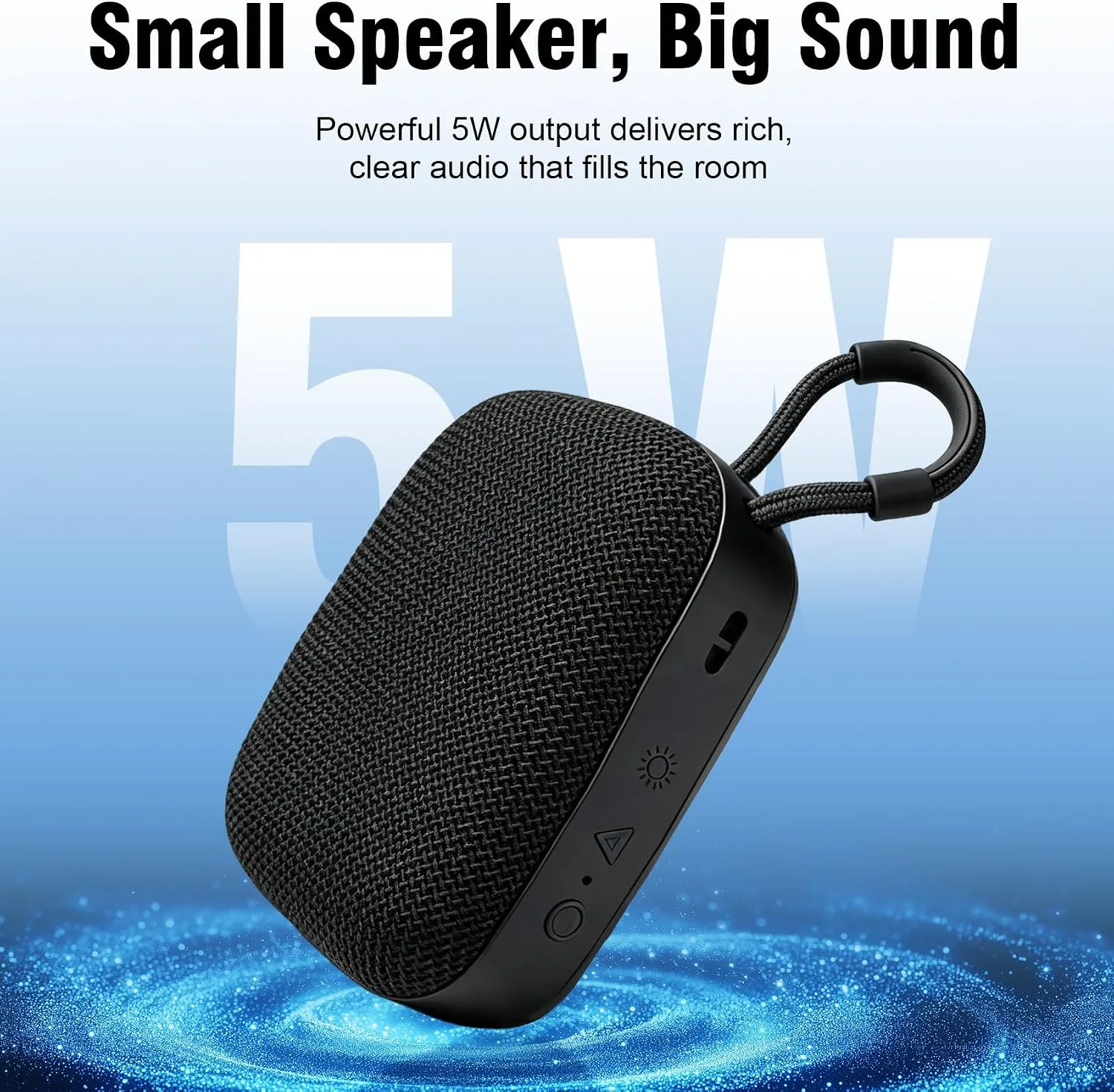 Defunc BEAT5 Portable Bluetooth Speaker, Swedish Scandinavian Design, Bluetooth 6.0, 5W Powerful Sound, IPX7 Waterproof, Ultra-Light 215g, AI App, Drop Resistant, USB-C, Black