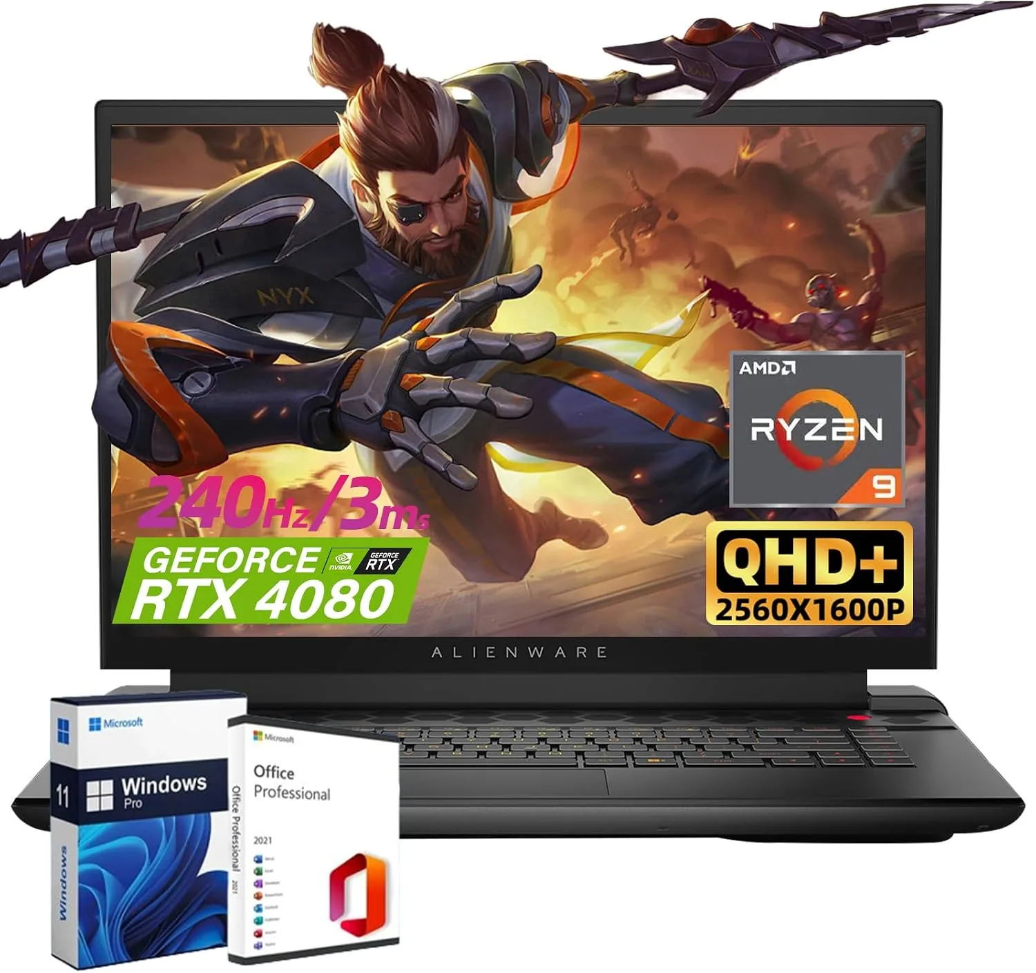 Alienware m15 R7 Gaming Laptop - 15.6-inch 240Hz 2ms QHD, Intel Core i9-12900H, 32GB DDR5 RAM, 1TB SSD, NVIDIA Geforce RTX 3080 Graphics, Killer AX 1675i with Dell services, Windows 11 Home - Dark
