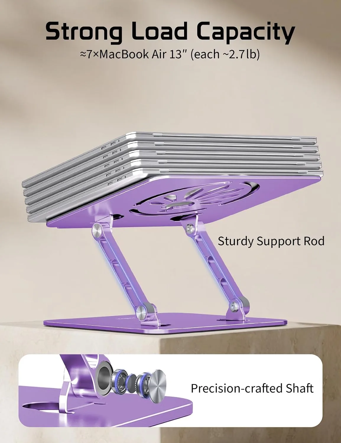 Adjustable Aluminum Laptop Stand for Desk,Ergonomic Riser, Purple