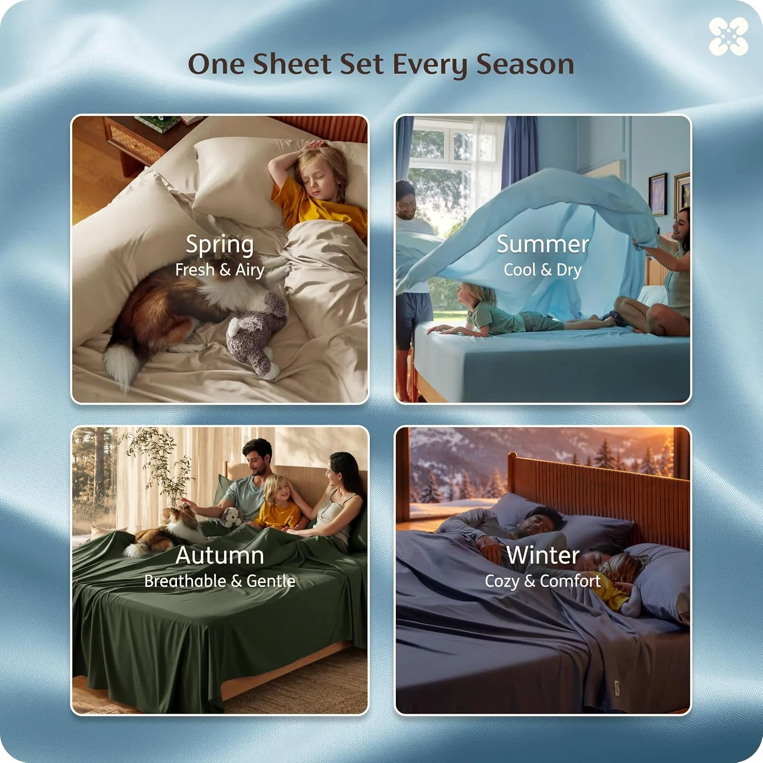 Bedsure PureWoven 100% Rayon Derived from Bamboo, Full Size Sheets, 4 PCS