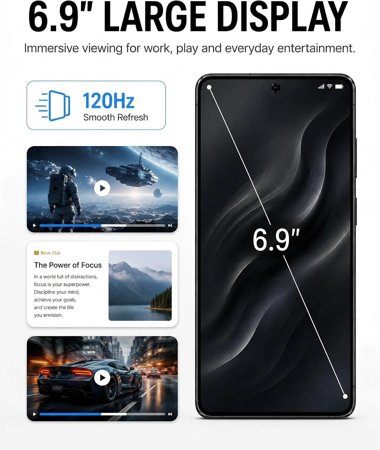26 Ultra Android Phone,16GB+512GB Unlocked Phone, Android 16 Smartphone with Stylus, 7000mAh Titanium Battery, 50MP Camera, Dual SIM Dual Standby, Face Locked-Black