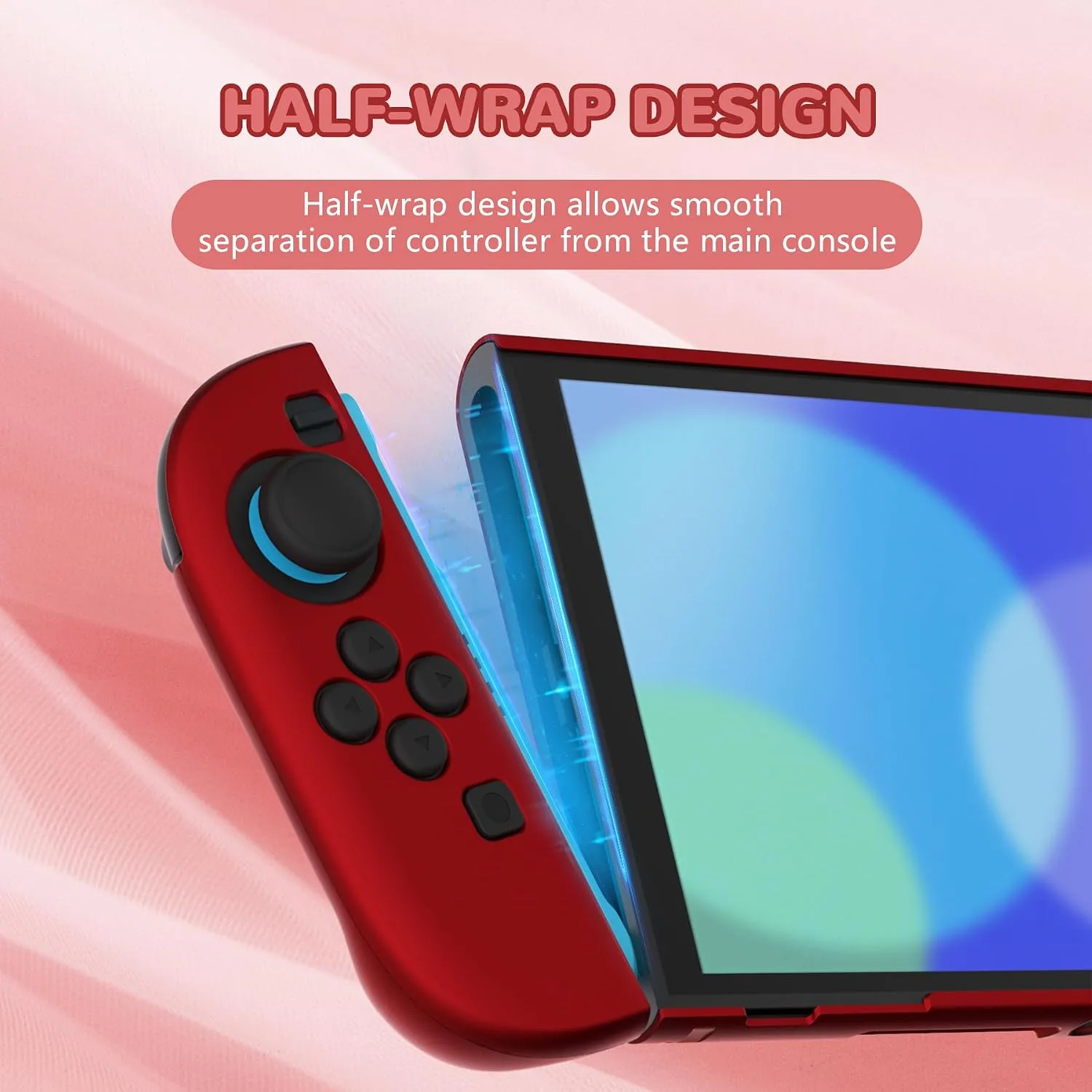 PlayVital Hard Case for Nintendo Switch 2 with Extra Stand & Thumb Grip Caps | Split Design, Dockable Protective Full-Body Shell Cover for Nintendo Switch 2 | Solid Color Series (Scarlet Red)