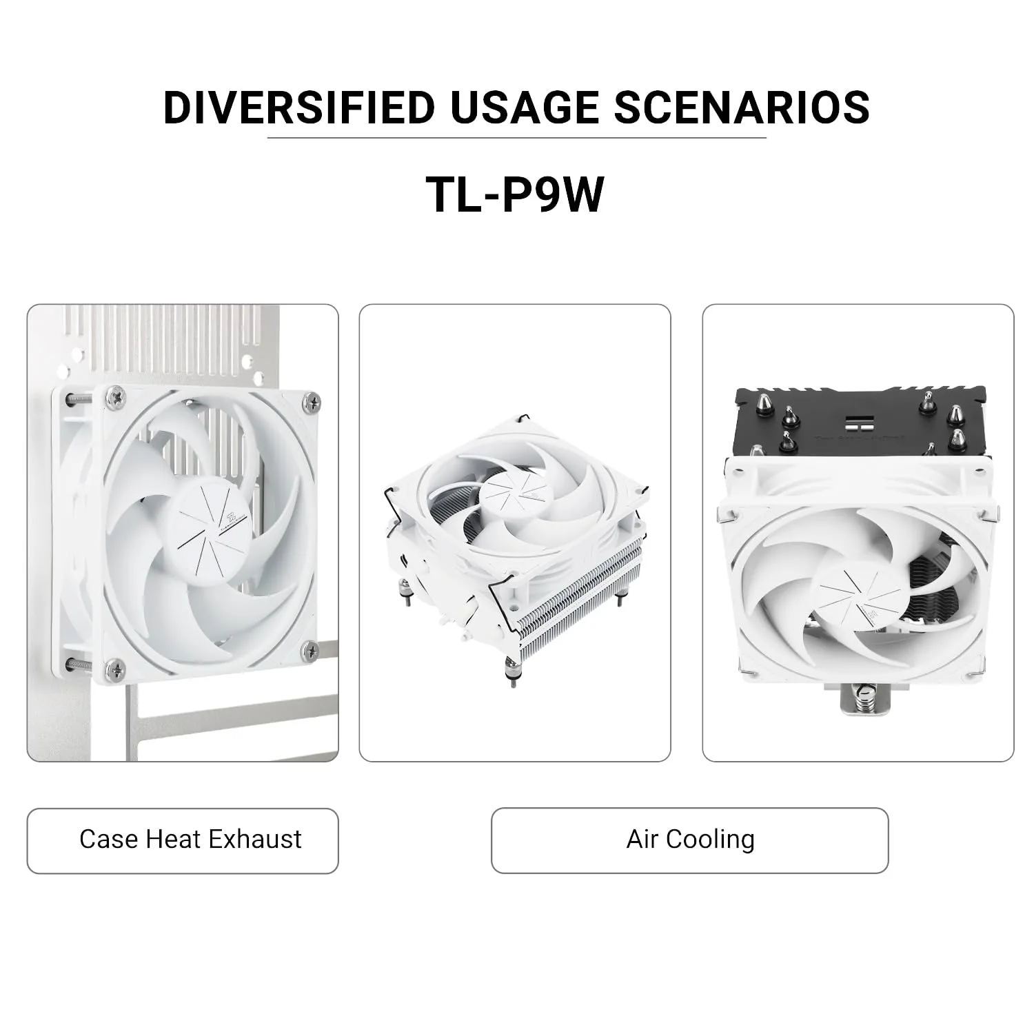 Thermalright TL-P9W CPU Fan, Computer Case Cooling Quiet 4PIN PWM PC Fan, High Performance 92mm Silent Cooler, 2200RPM Speed, CPU Cooling(White)