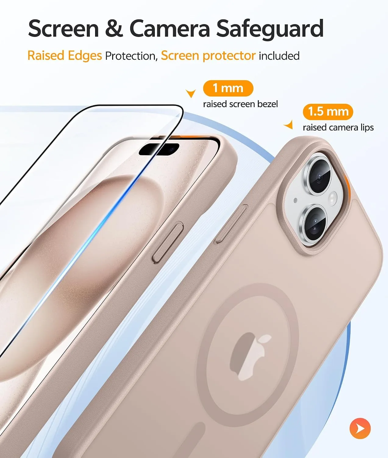 FNTCASE for iPhone 15/14/13 Case, Fit for Magsafe, Desert Gold