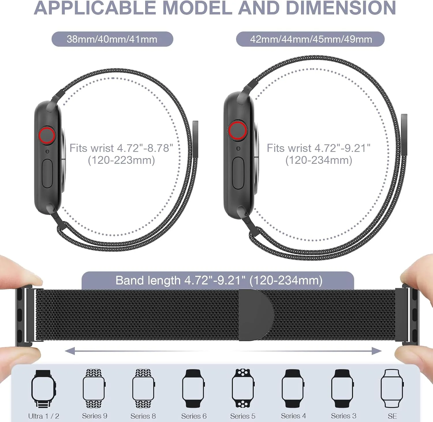 3 Pack Mesh Loop Compatible with Apple Watch Bands for Women Men