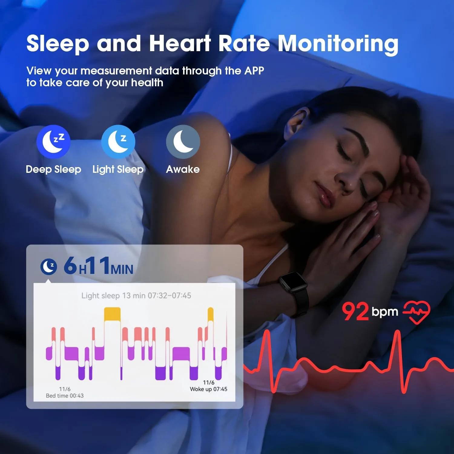 Fitness Tracker Watch with Heart Rate, No App No Phone Required, Pedometer