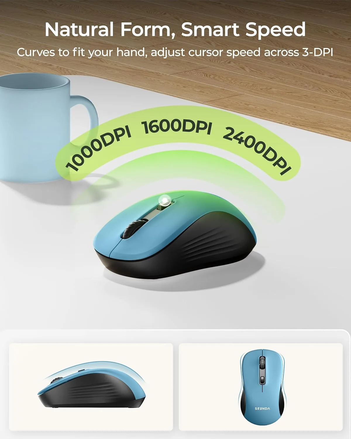 seenda COE200 Wireless Bluetooth Keyboard and Mouse Combo with Wrist Rest
