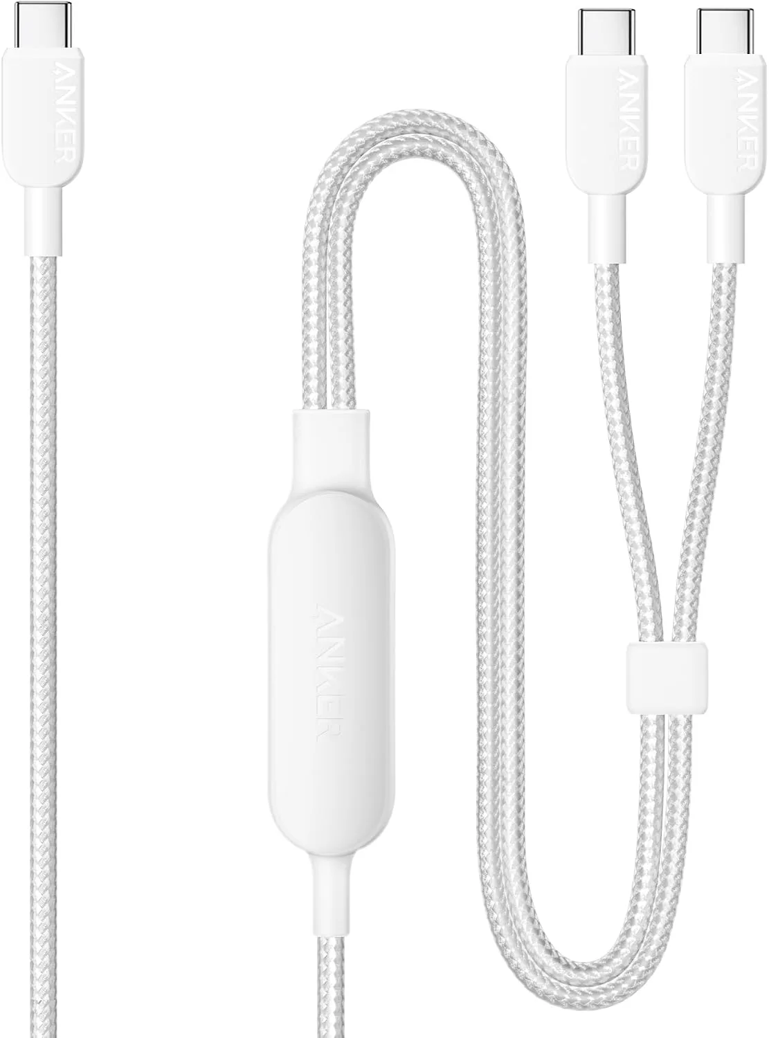Anker 2-in-1 USB C to USB C Cable, 140W Max (1-Pack, 6 ft, White)