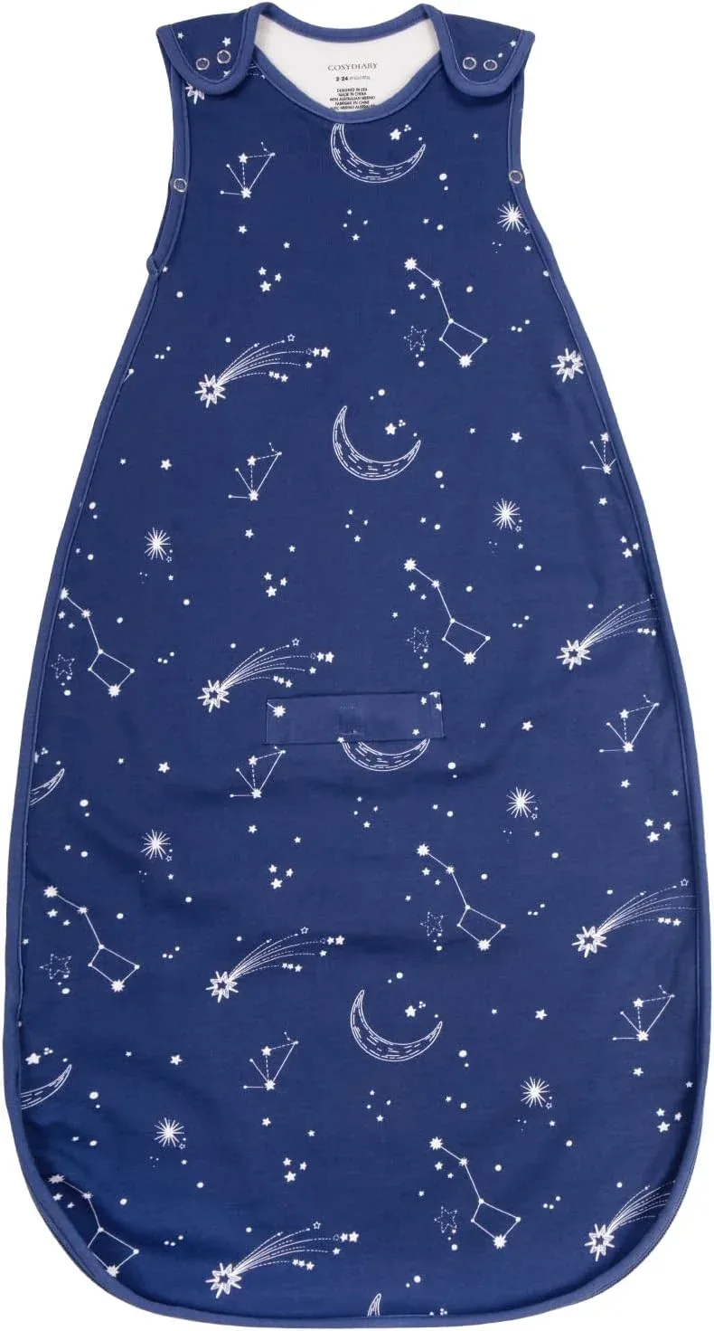 CosyDiary Merino Wool & Cotton Sleep Sack for 2-24 Months 2-Way Zipper Adjustable Universal Size Sleeping Bag for Baby Year-round Use