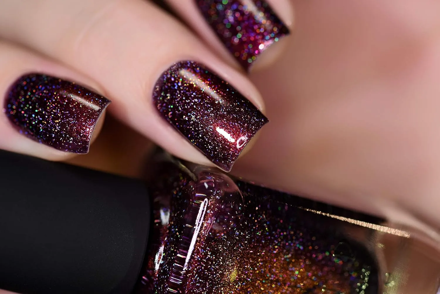 ILNP Bardot - Deep Mahogany Red Holographic Nail Polish