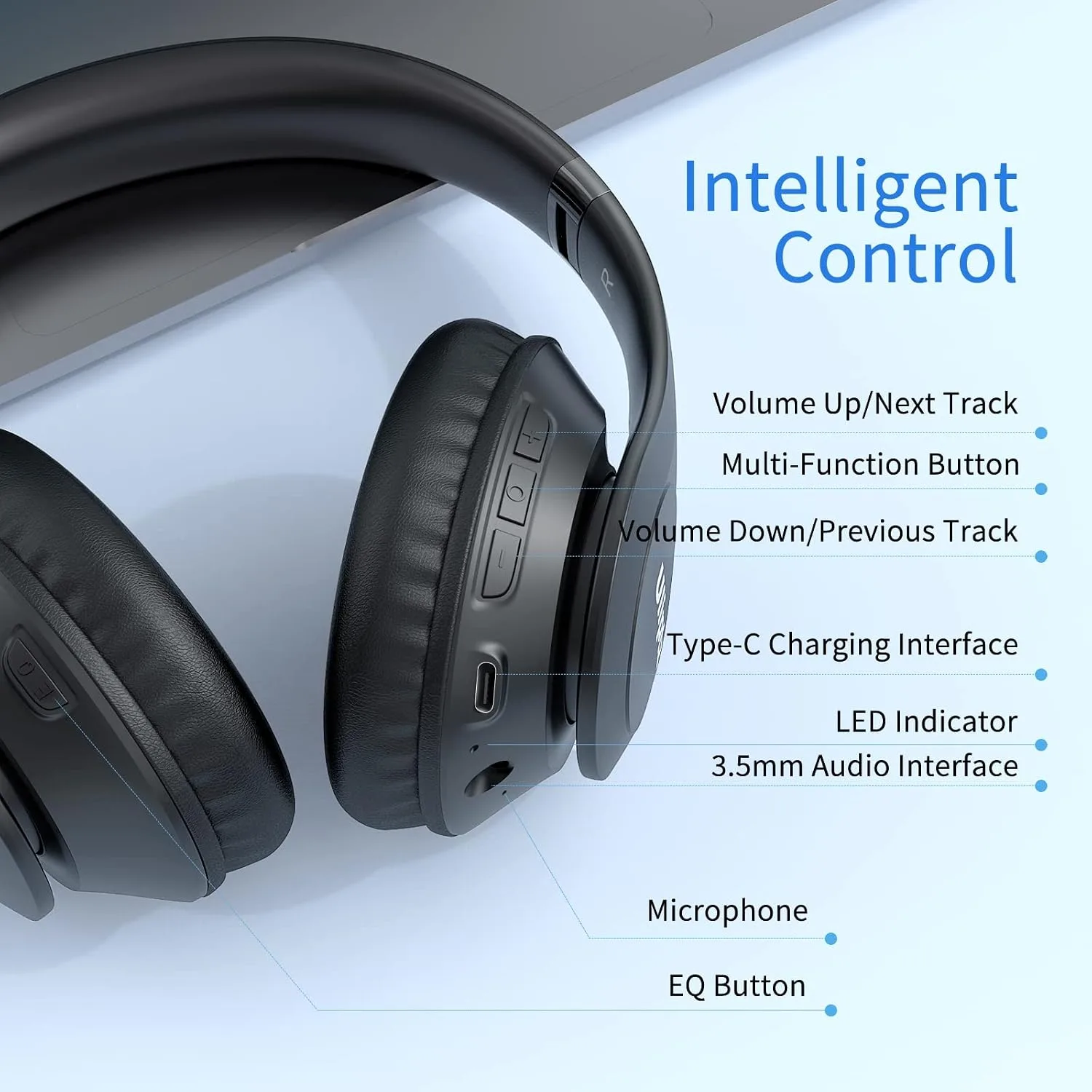 Uliptz Bluetooth Headphones Over Ear, Wireless HiFi Stereo Foldable Headset