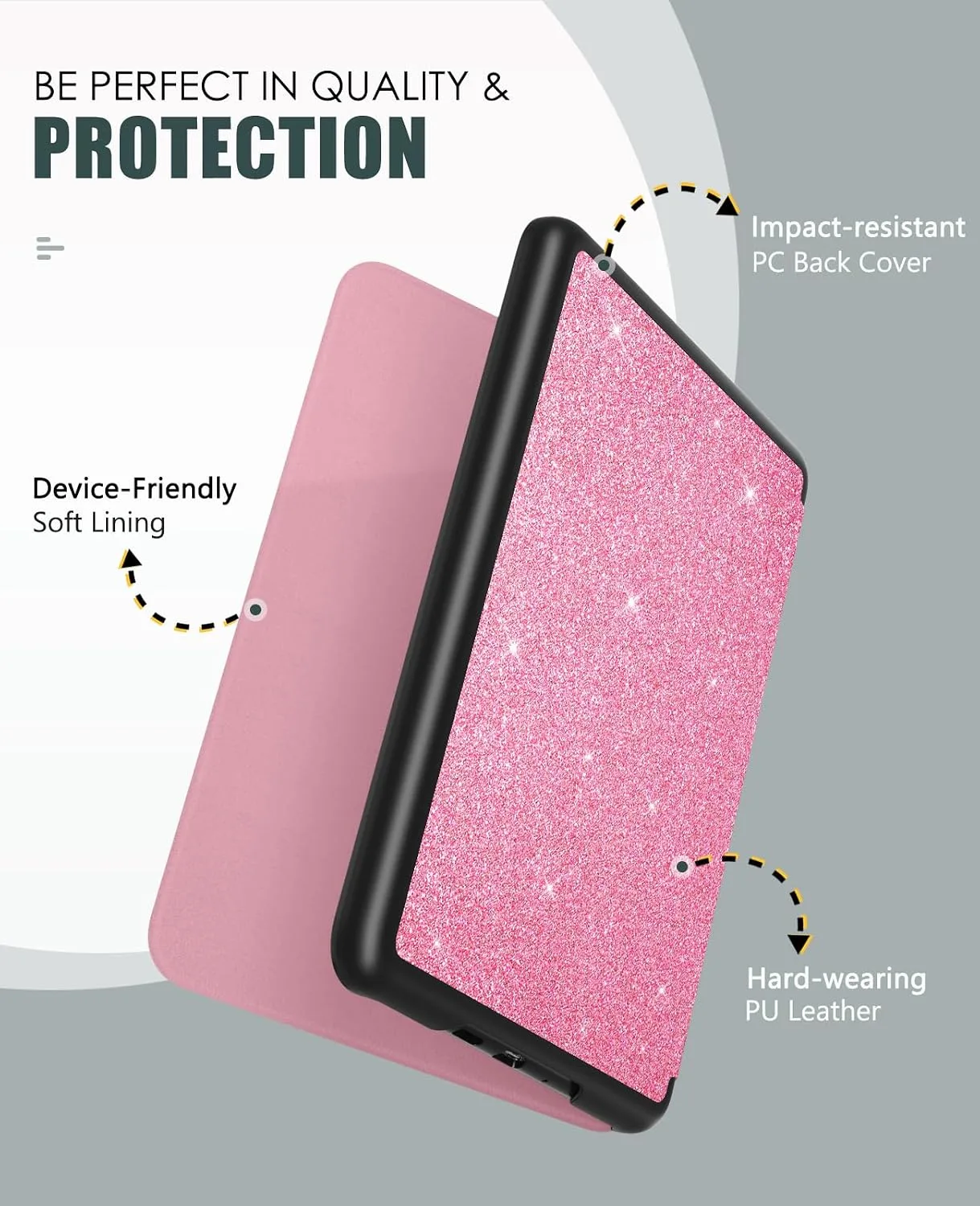 MoKo Case for 7" Kindle Paperwhite 12th Gen&Colorsoft 2024, Shiny Pink