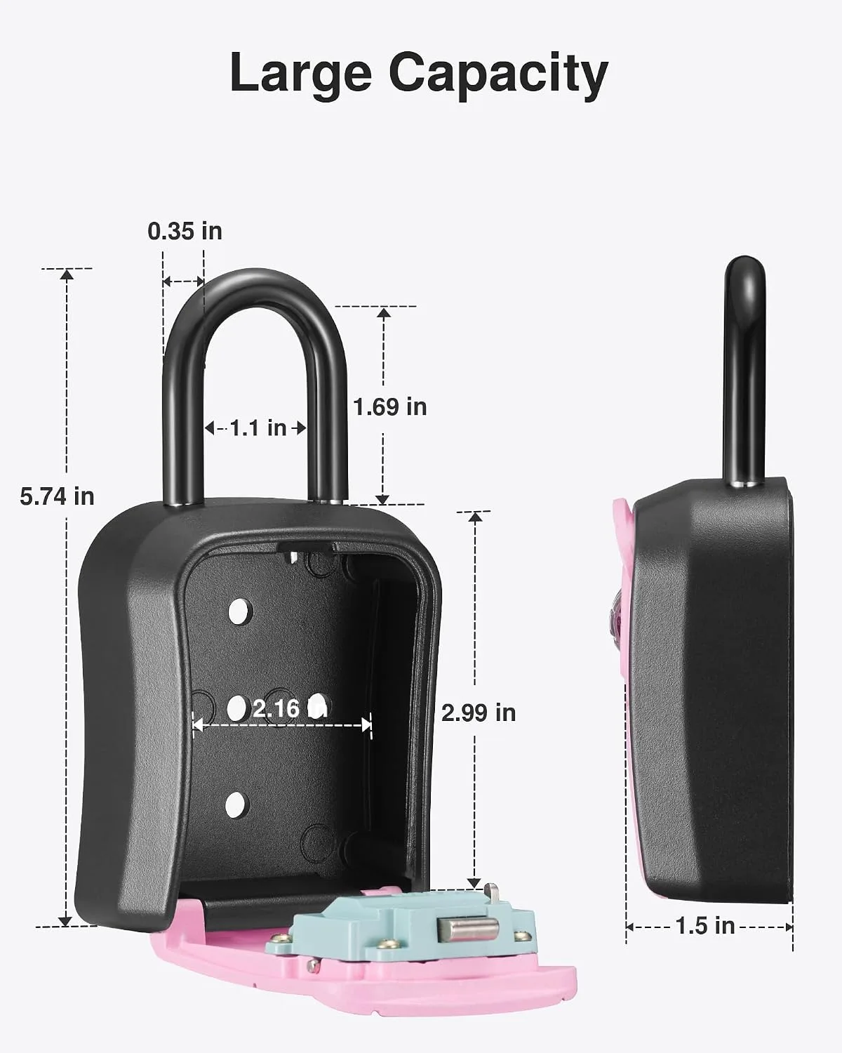 Puroma Key Lock Box Outdoor 4 Digit Code Combination Lockbox House, 1 Pink