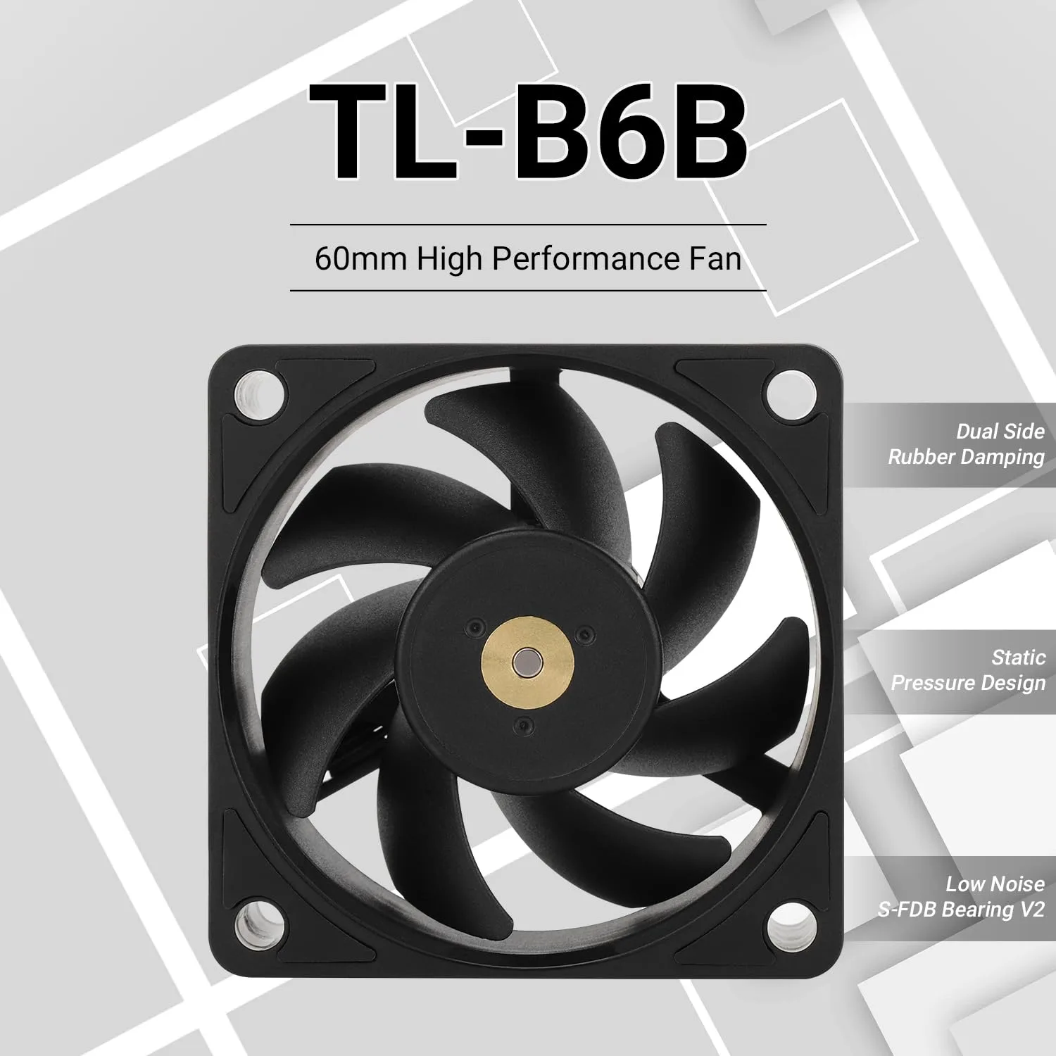Thermalright TL-B6B 60mm CPU Cooler Fan,Silent Computer Case Fan,6025 Case Cooling,DC 12V CPU Mute Cooling, 3200RPM Speed, Low Noise 20.17dba(Black)