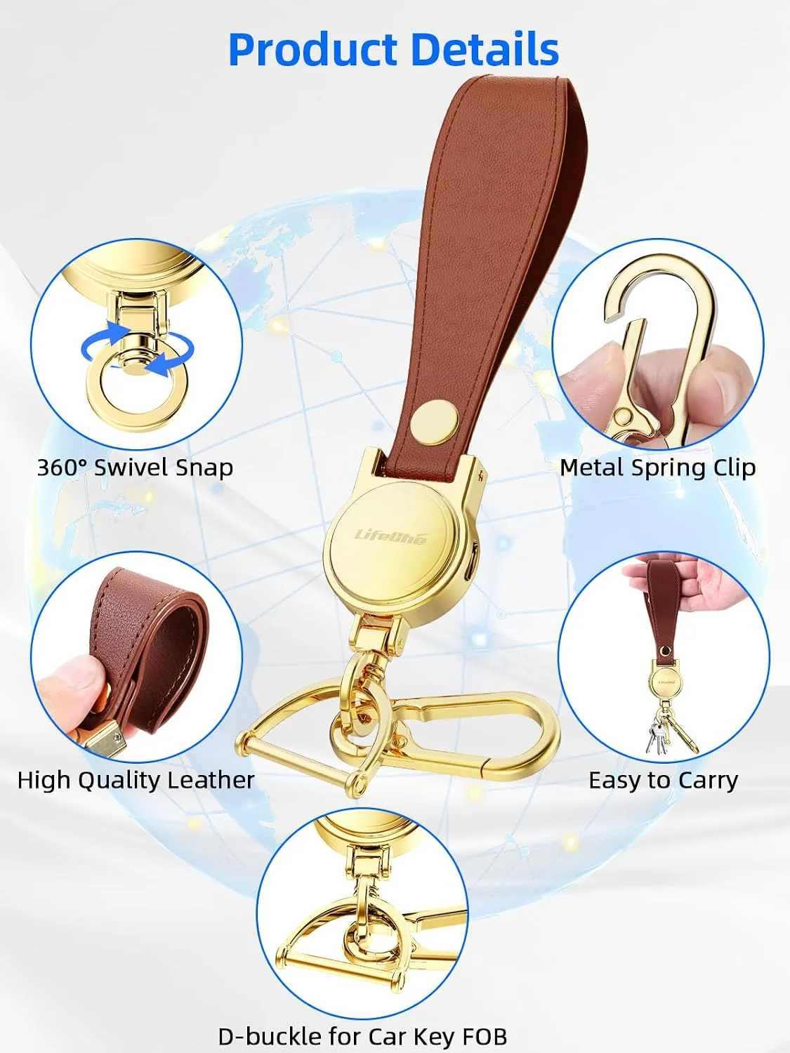 Find My Key Finder, Stainless Steel Keychain, Rechargeable Tracker