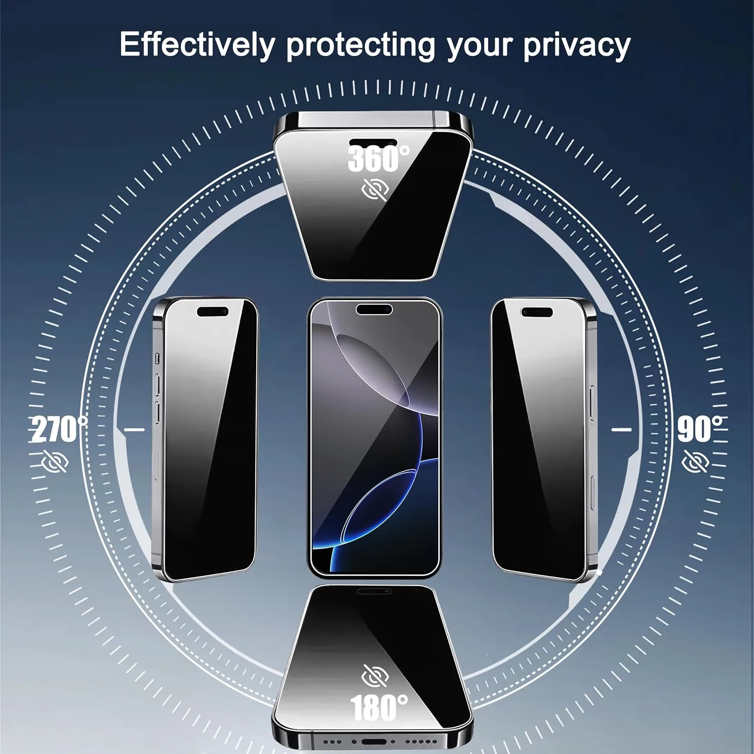 Ailun 3Pack 4 Way 360 Degree Privacy Screen Protector for iPhone 16 Pro Max