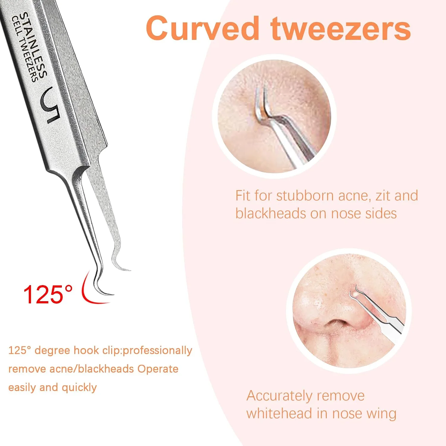Blackhead Tweezers,High Hard Stainless Steel Blackhead Remover Tweezers