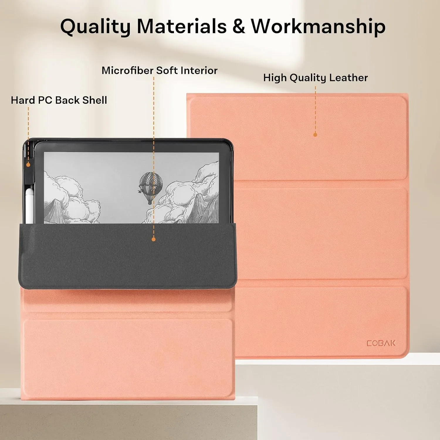 CoBak Case for 11" Kindle Scribe 3rd Generation 2025, Kindle Scribe Colorsoft with Two Viewing Angles - All New PU Leather Cover with Auto Sleep Wake, Pen Holder. Sheep Pink