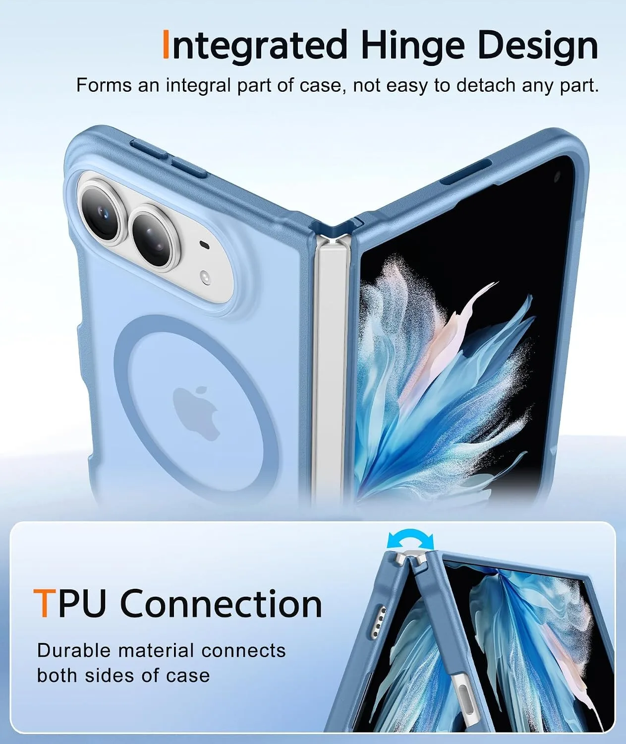 FNTCASE for iPhone Duo Case: Translucent Matte Fit for MagSafe Light Blue